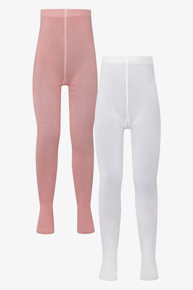 2 Pack Tights Pink And White