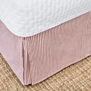 200TC Vintage Ticking Stripe Cotton Percale Tailored Bed Skirt