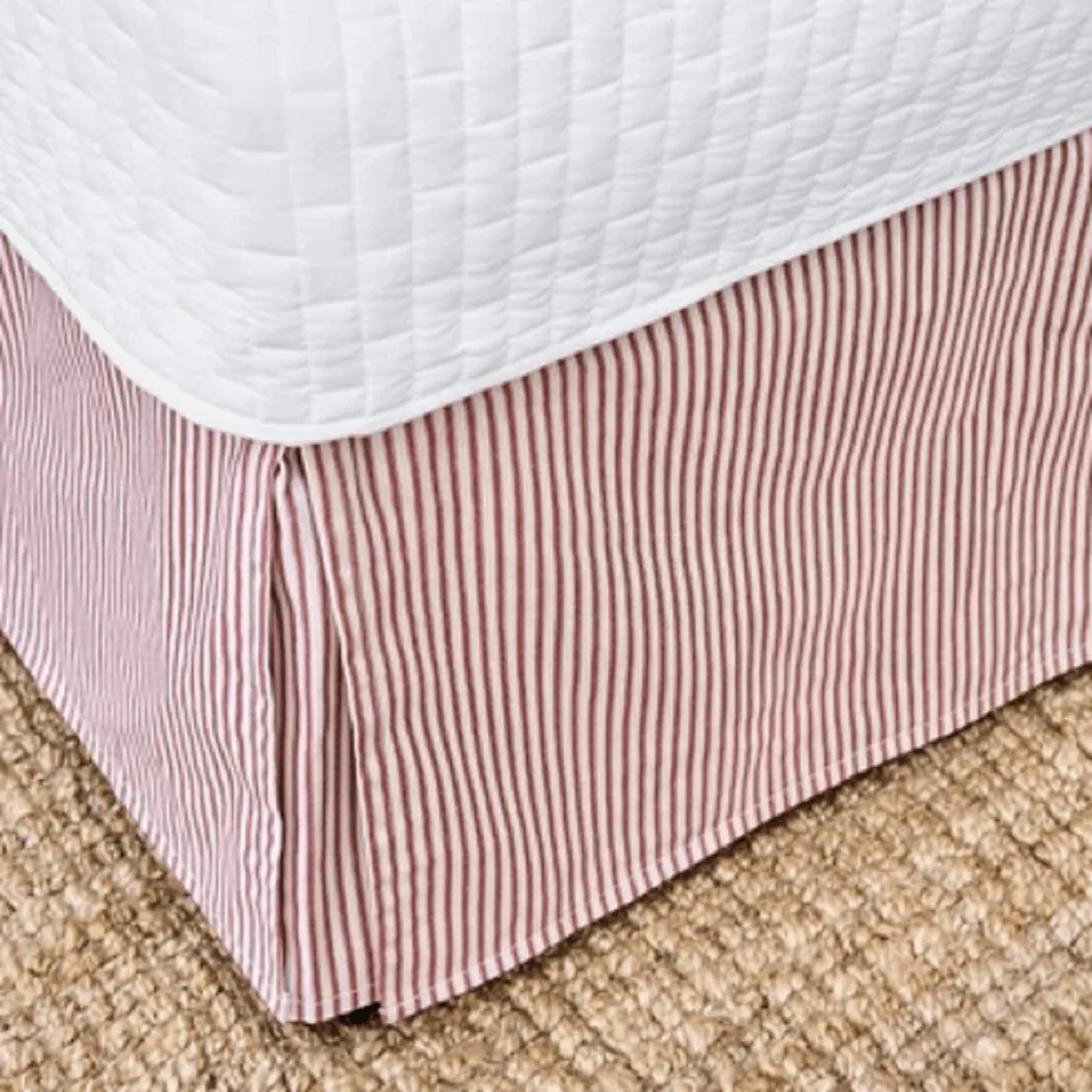 200TC Vintage Ticking Stripe Cotton Percale Tailored Bed Skirt