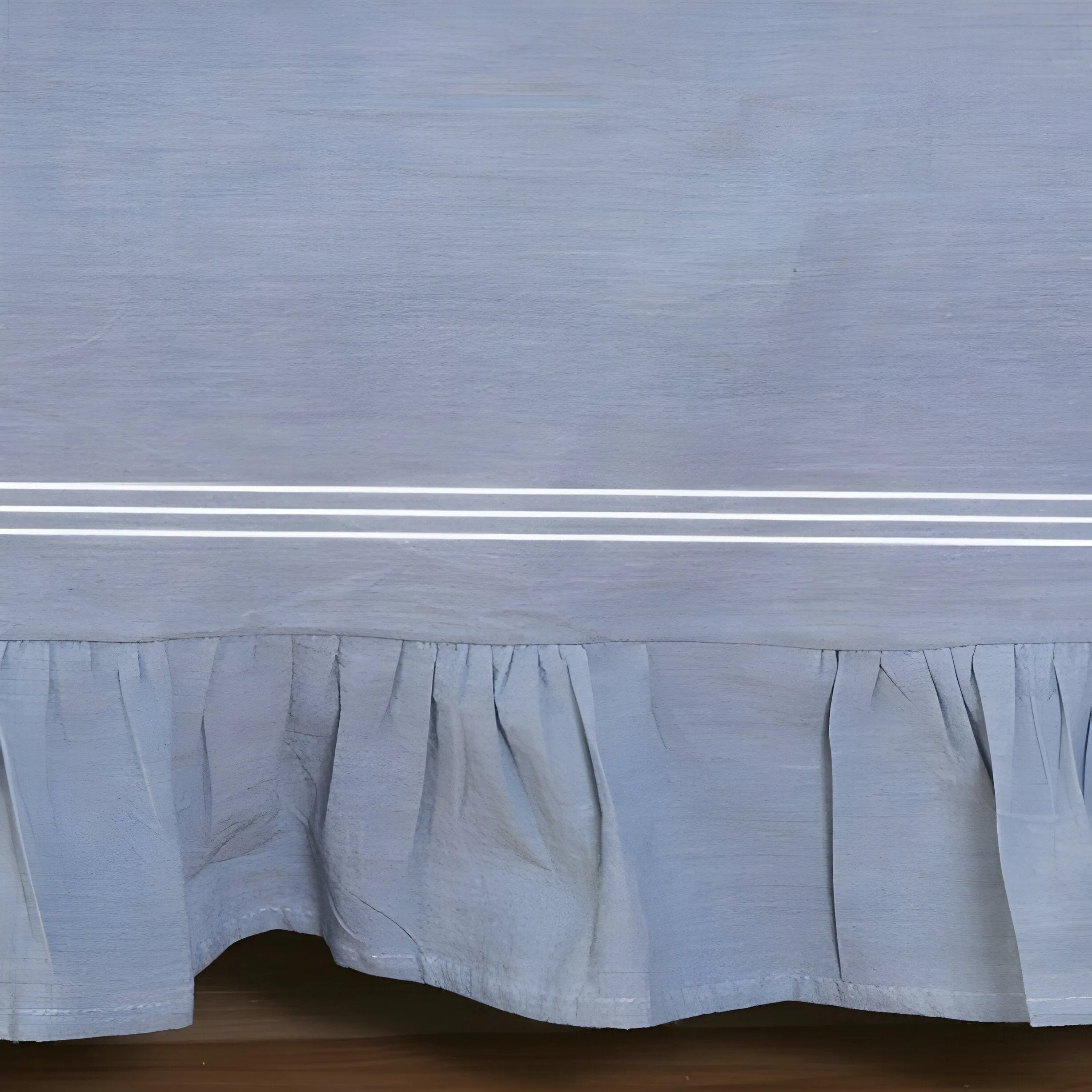 200TC Yarn Dyed Chambray Indigo Blue Triple Embroidery Ruffle Bed Skirt