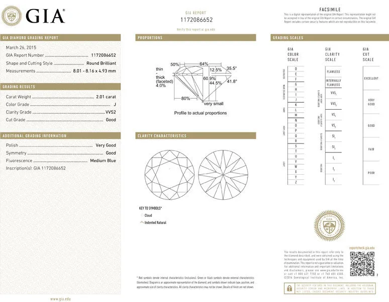 2.01 carat J VVS2 Round Brilliant Diamond GIA Certified