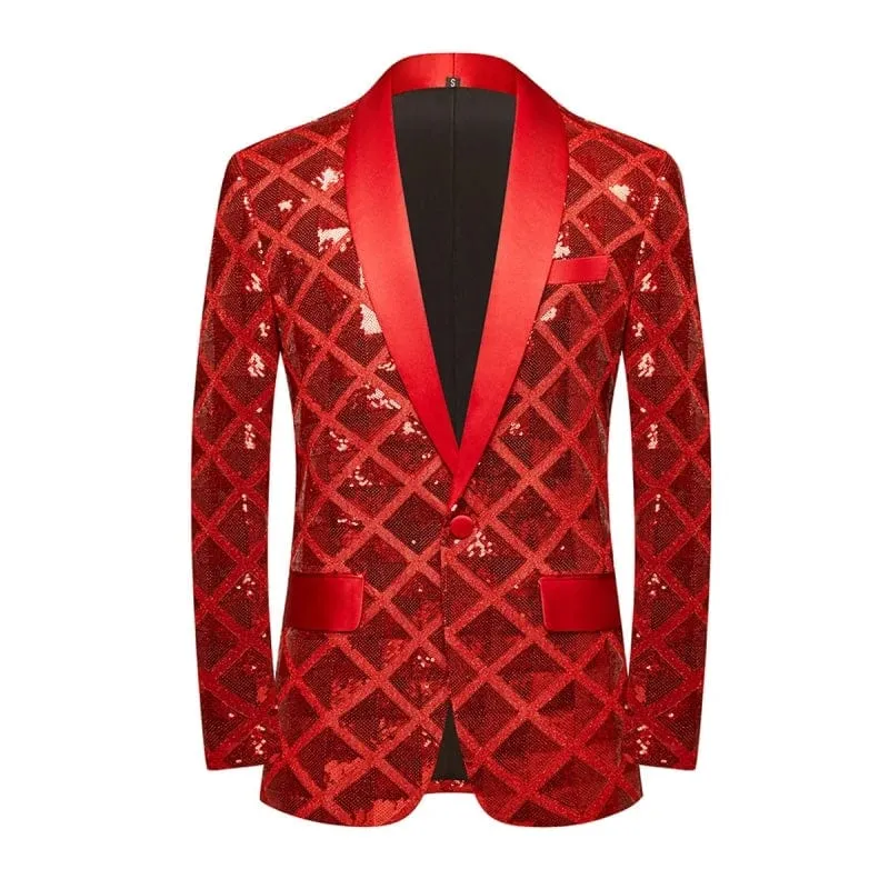 2023 New High Quality Handsome Fashion Boutique Men's Stereo Square Sequin Casual Dance Suit Jacket Boutique Fashion Suit Jacket