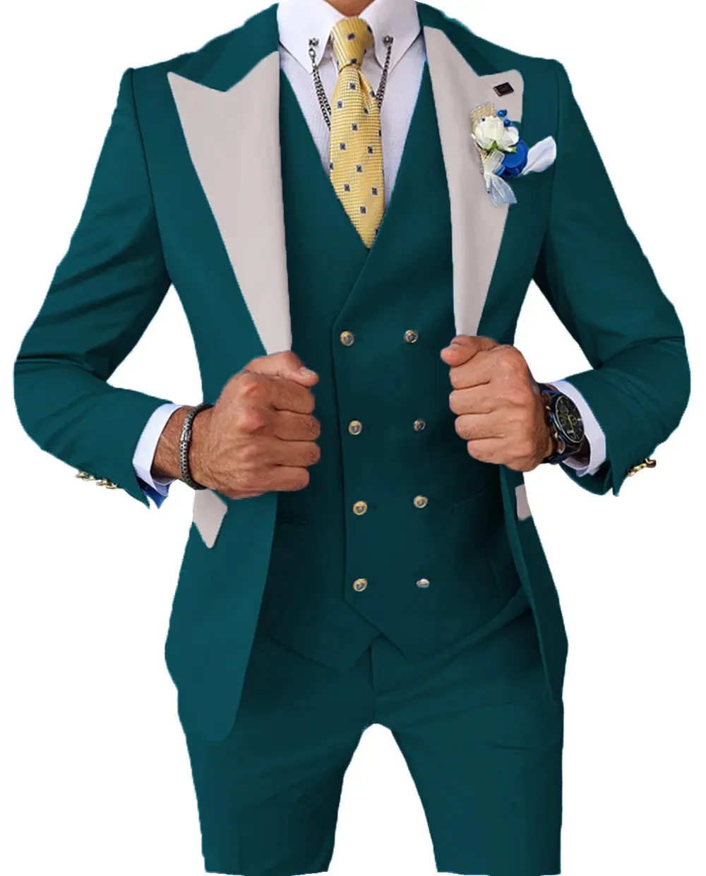 2023 Wedding Jacket Dress Blazers Coat Waistcoat Trousers Men Business 3 Piece Set Casual Slim Fit Suit Pants Vest