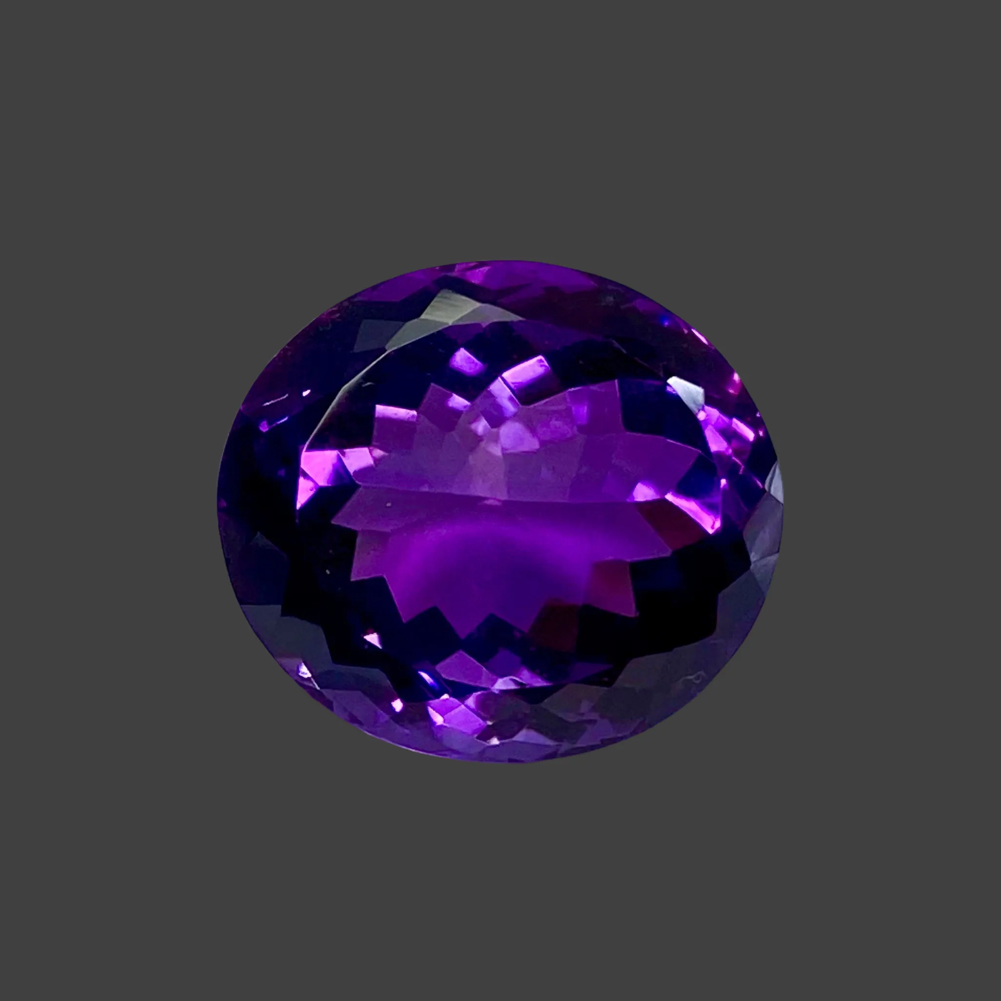 23.00 ct. Amethyst, Ultra Deep Bolivian, Oval- Brilliant Cut, No Heat