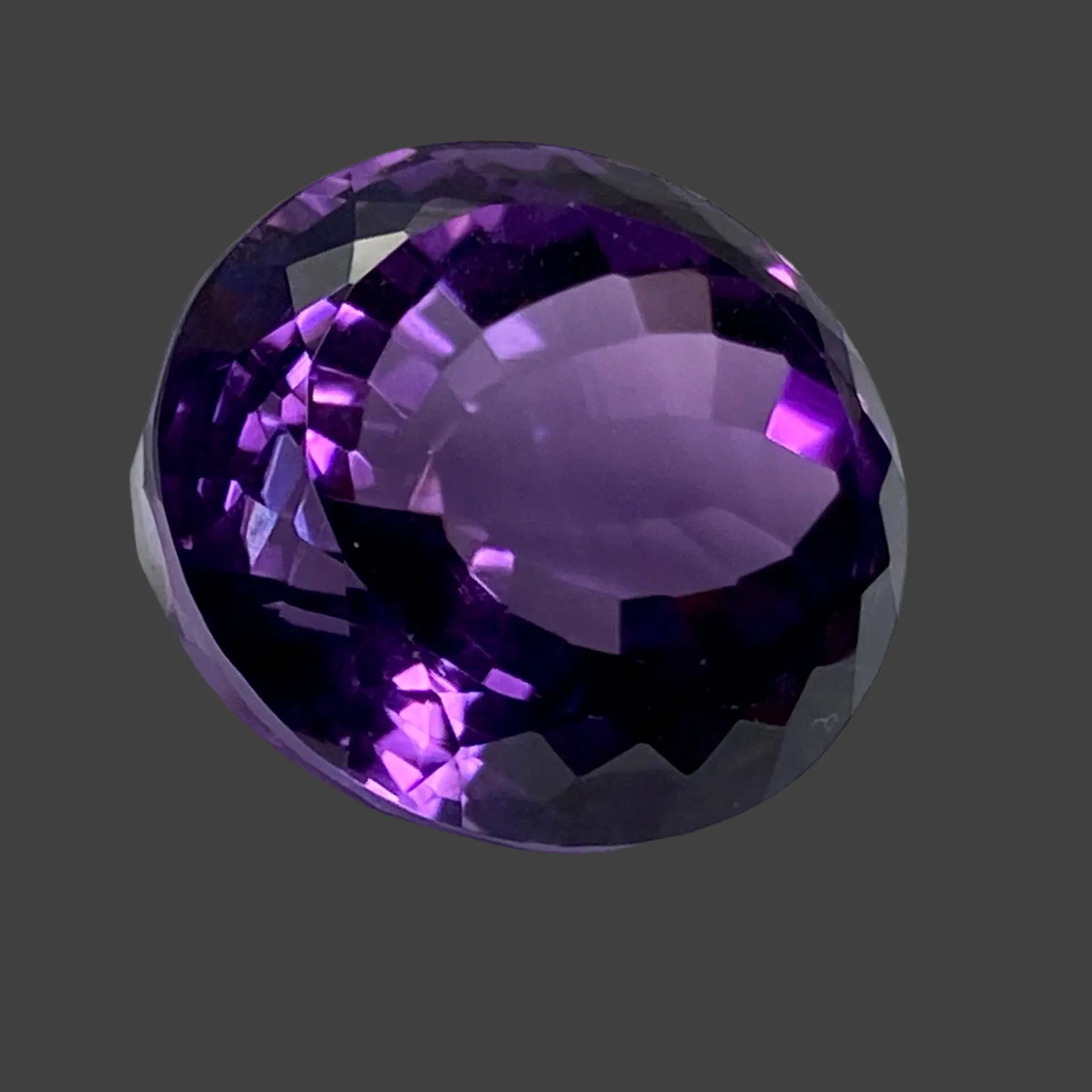 23.00 ct. Amethyst, Ultra Deep Bolivian, Oval- Brilliant Cut, No Heat
