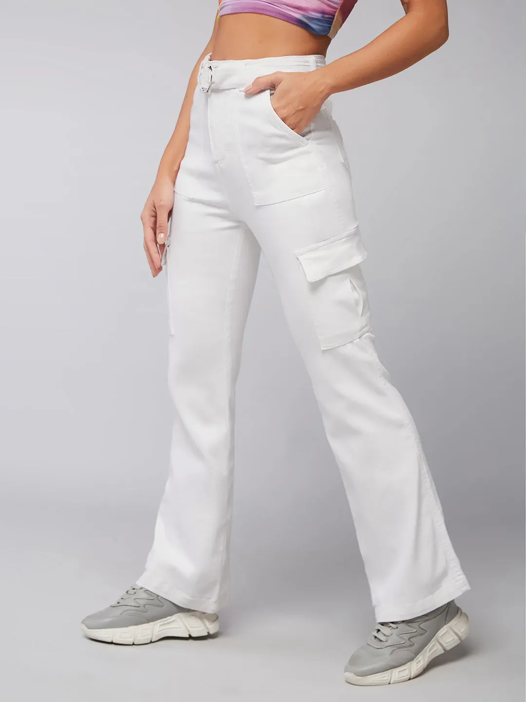 24/7 Comfort White Wide-Leg High-Rise Stretchable Denim Jeans