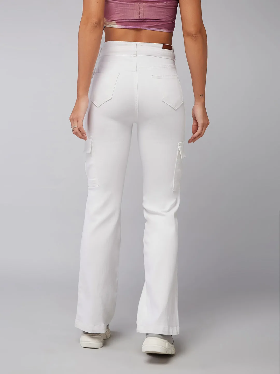 24/7 Comfort White Wide-Leg High-Rise Stretchable Denim Jeans