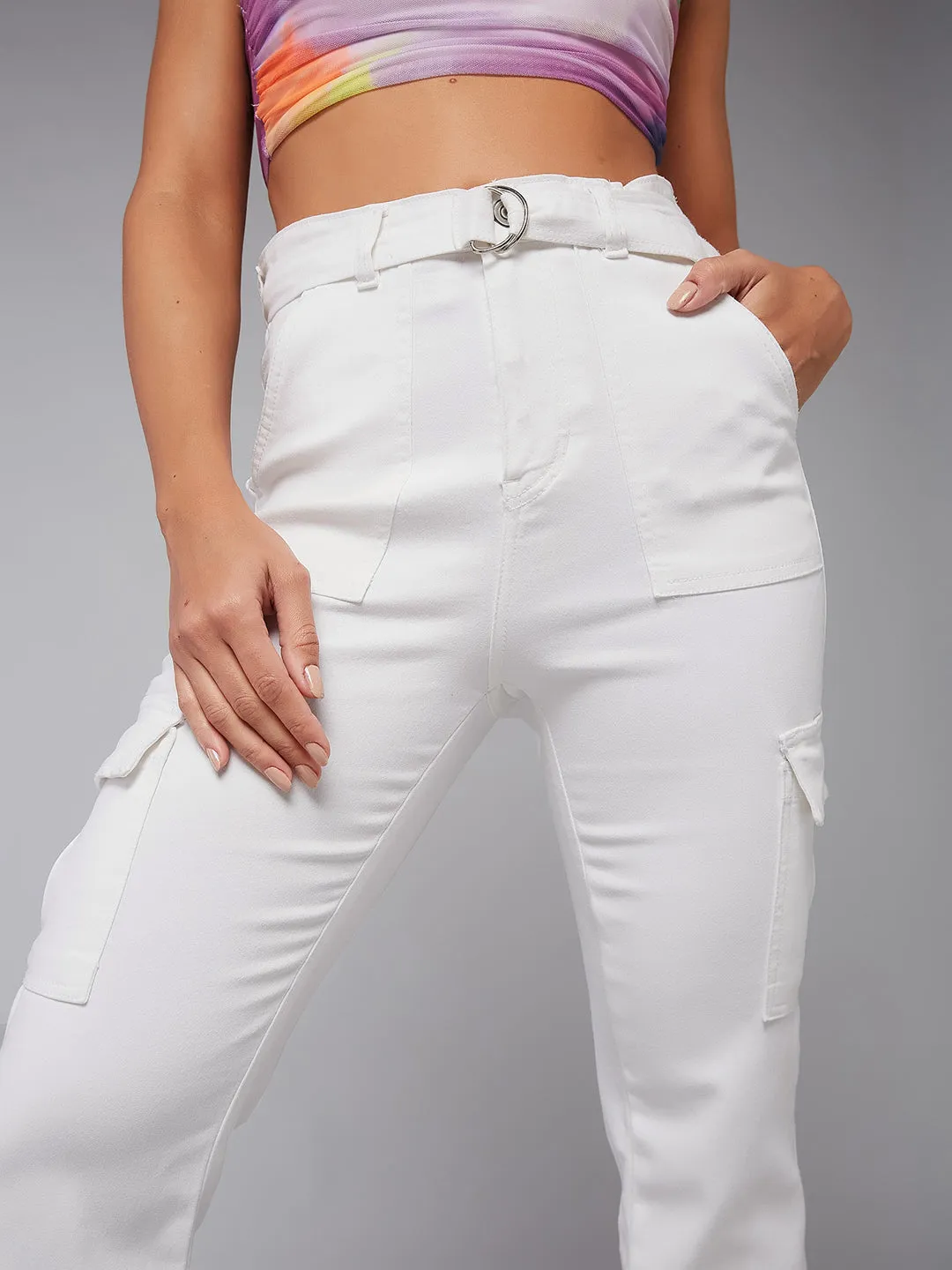 24/7 Comfort White Wide-Leg High-Rise Stretchable Denim Jeans