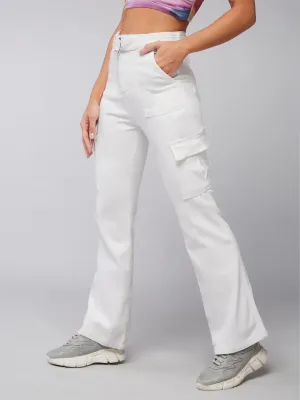 24/7 Comfort White Wide-Leg High-Rise Stretchable Denim Jeans