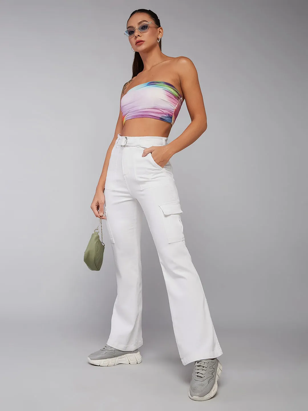 24/7 Comfort White Wide-Leg High-Rise Stretchable Denim Jeans