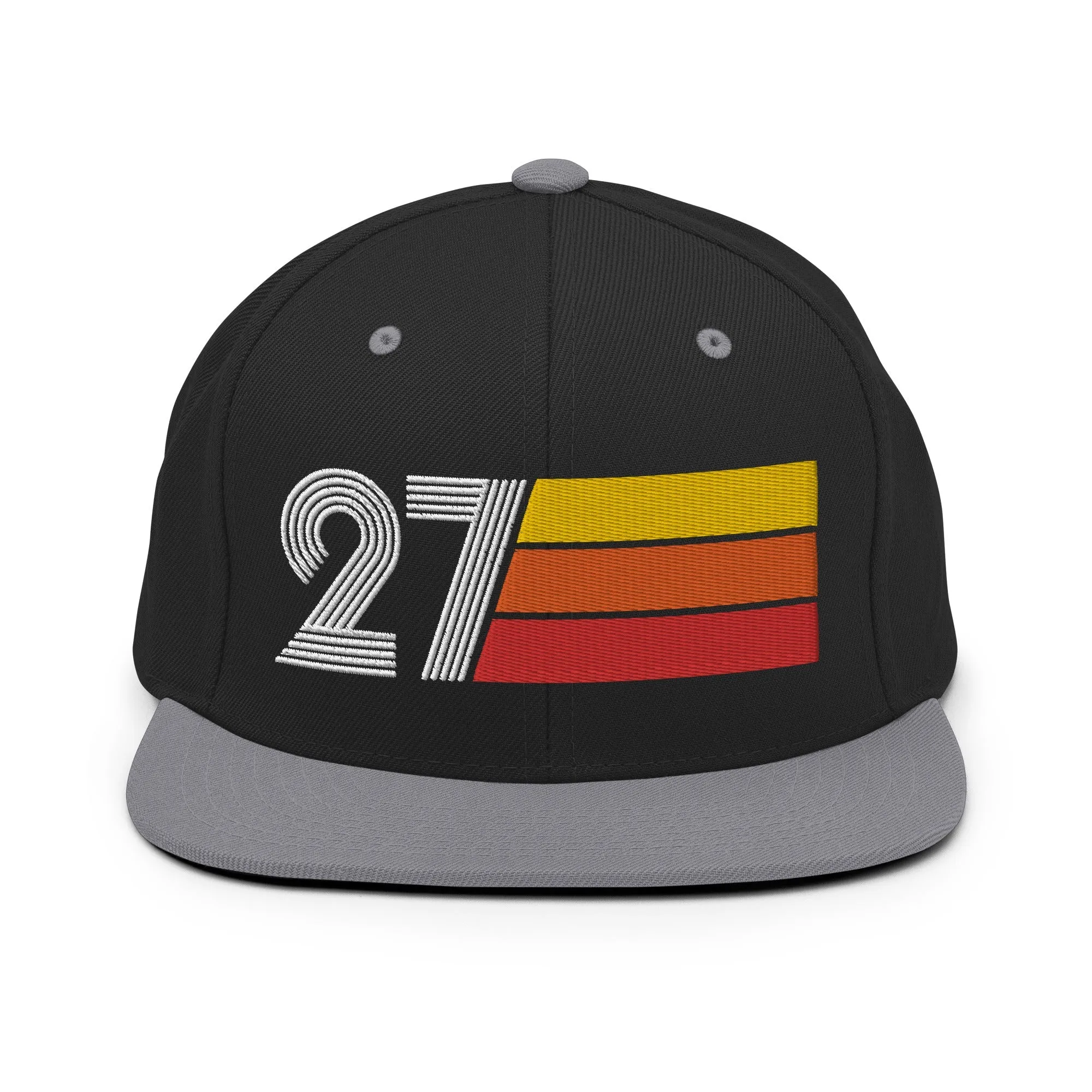 27 - Number Twenty Seven 27th Birthday Gift Idea Flat Bill Snapback Hat for Men and Women