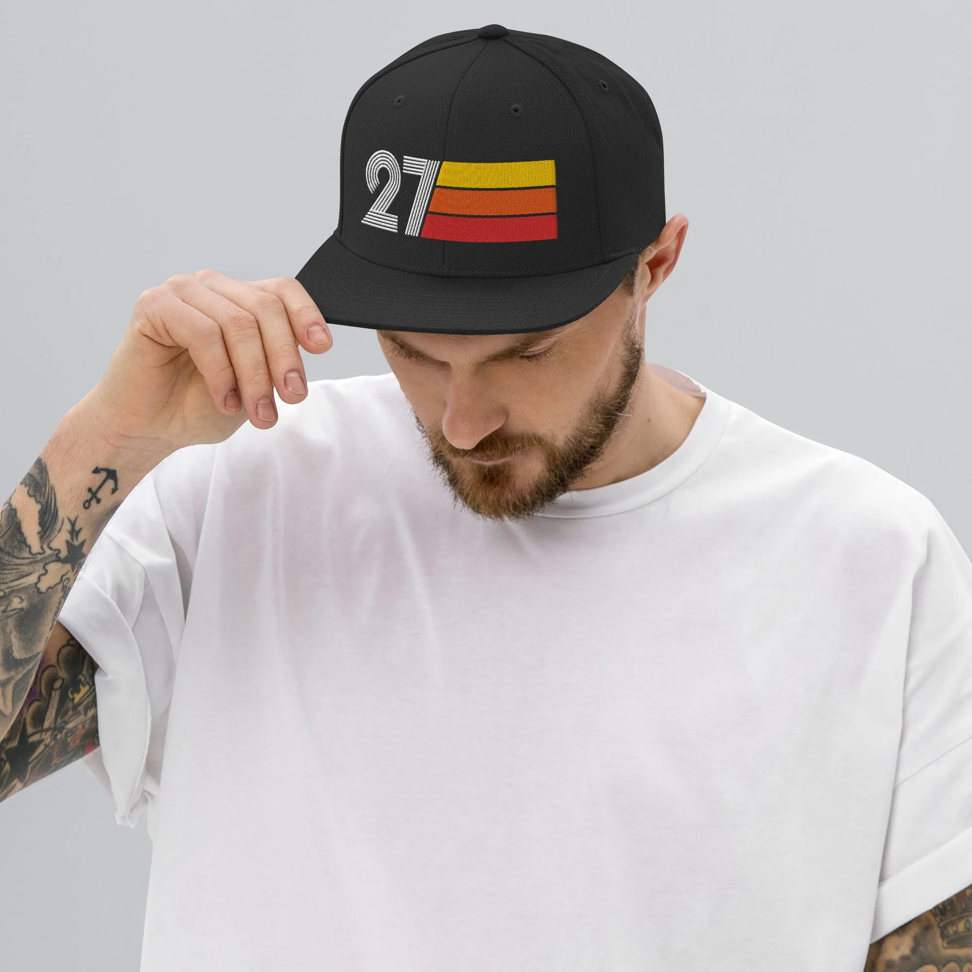 27 - Number Twenty Seven 27th Birthday Gift Idea Flat Bill Snapback Hat for Men and Women