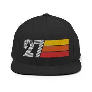 27 - Number Twenty Seven 27th Birthday Gift Idea Flat Bill Snapback Hat for Men and Women