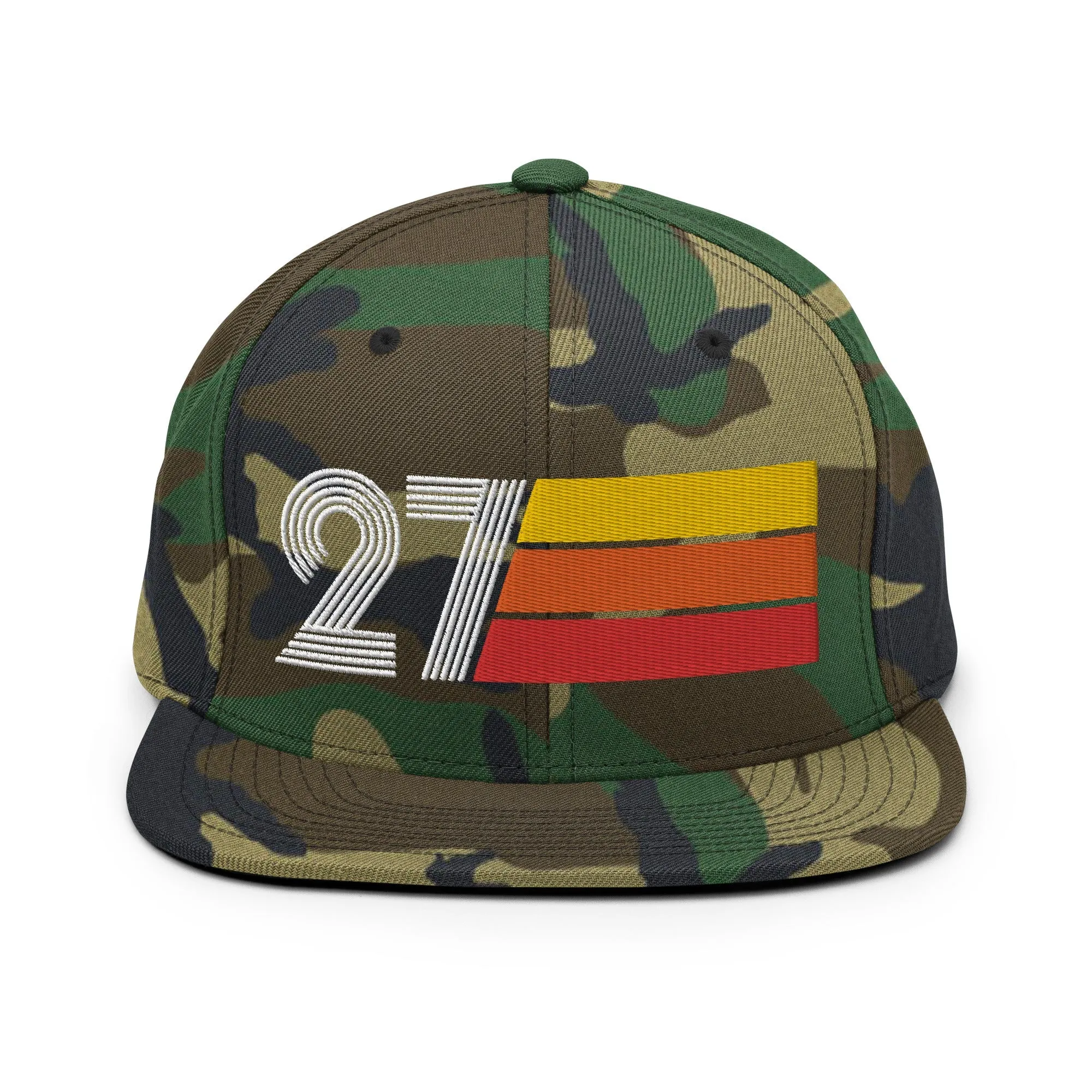 27 - Number Twenty Seven 27th Birthday Gift Idea Flat Bill Snapback Hat for Men and Women