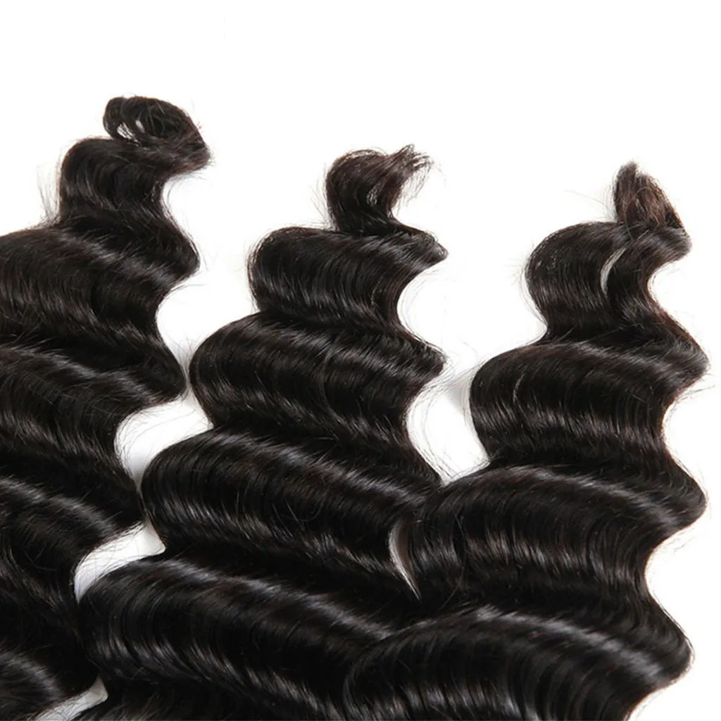 3 Bundles 9A Loose Deep Wave Human Hair Bundles Natural Color