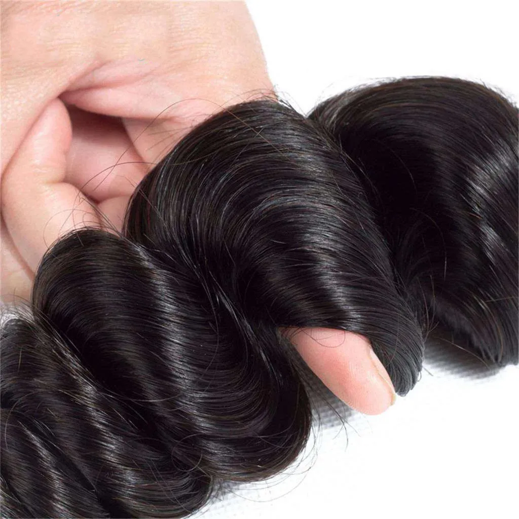 3 Bundles 9A Loose Wave Human Hair Bundles Natural Color