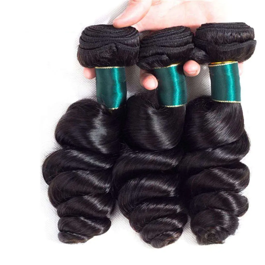 3 Bundles 9A Loose Wave Human Hair Bundles Natural Color