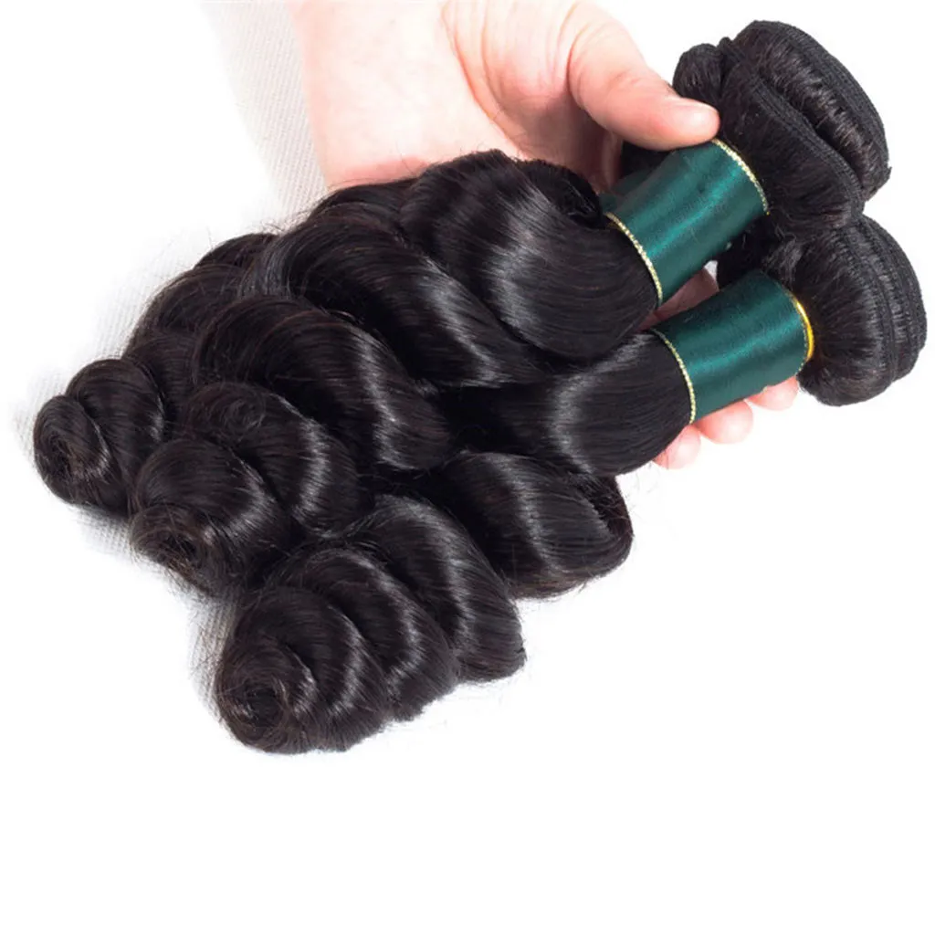 3 Bundles 9A Loose Wave Human Hair Bundles Natural Color