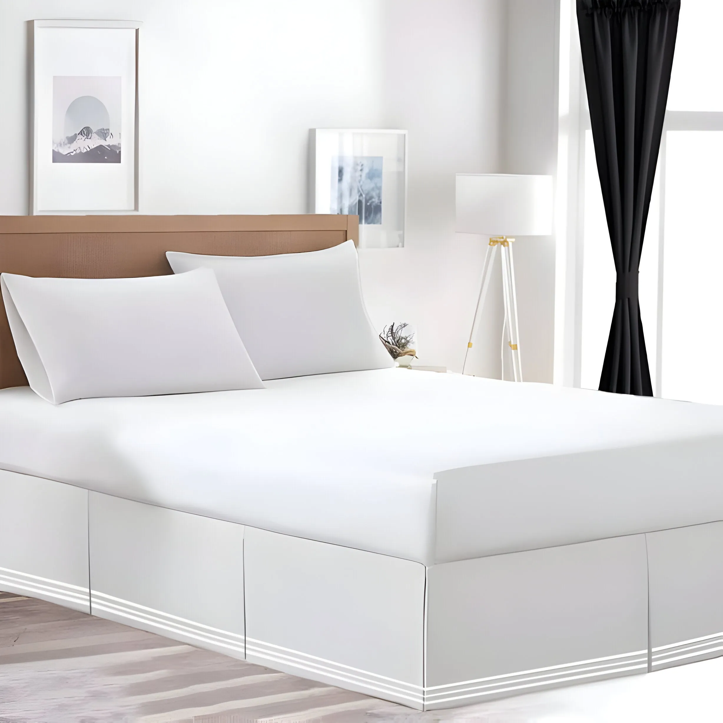 400TC Cotton Sateen Classic Embroidery Tailored Bed Skirt