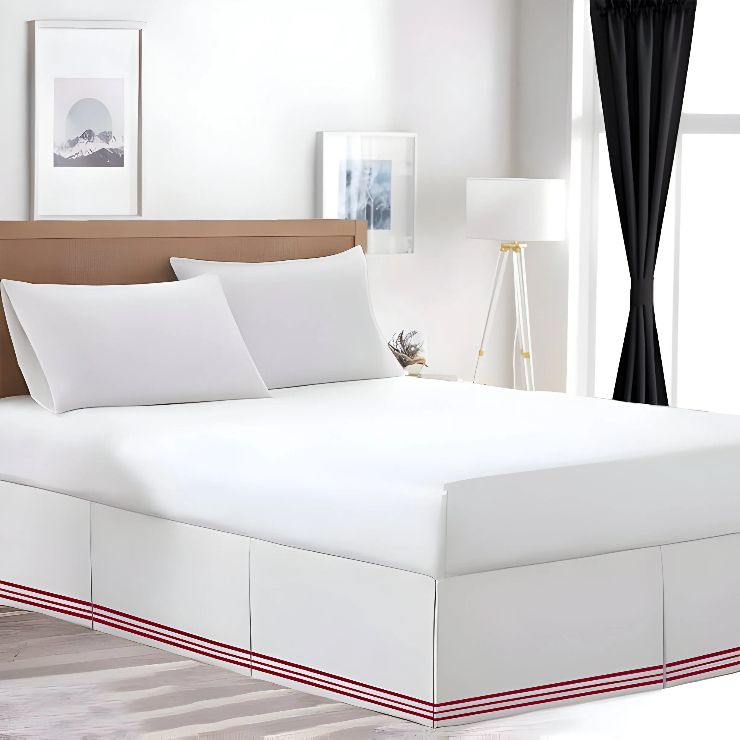 400TC Cotton Sateen Classic Embroidery Tailored Bed Skirt