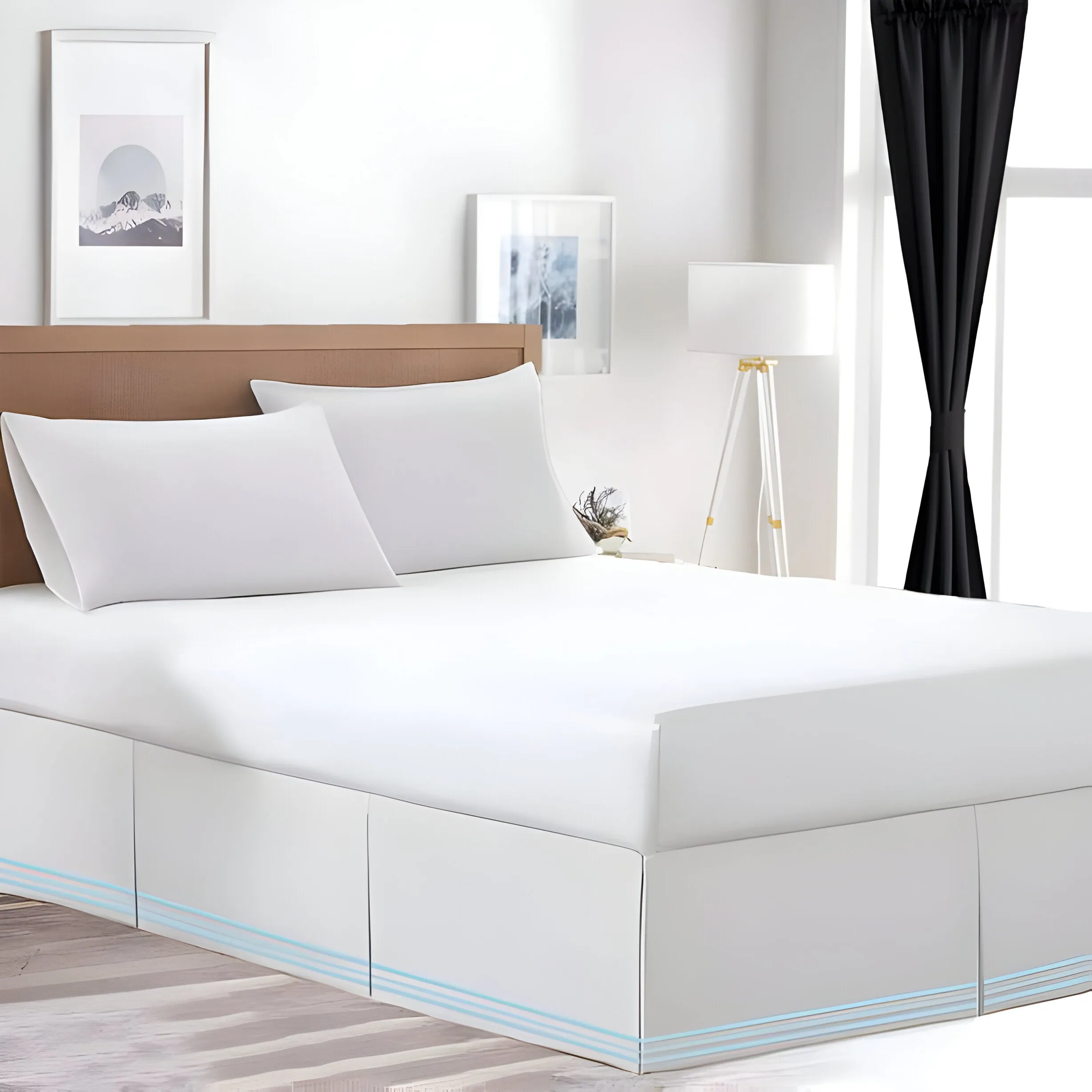 400TC Cotton Sateen Classic Embroidery Tailored Bed Skirt