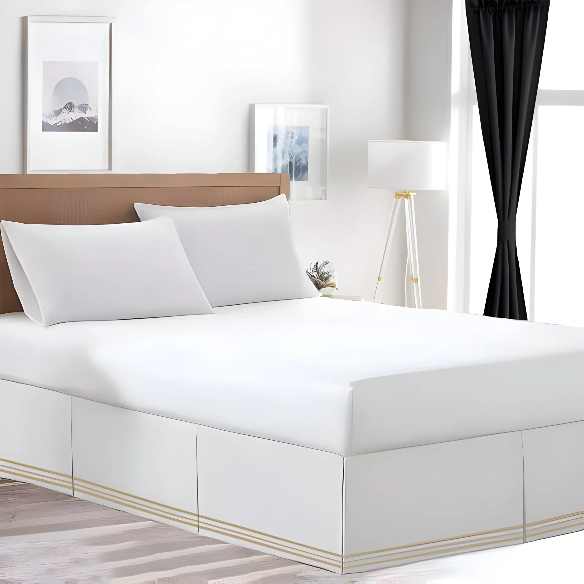 400TC Cotton Sateen Classic Embroidery Tailored Bed Skirt