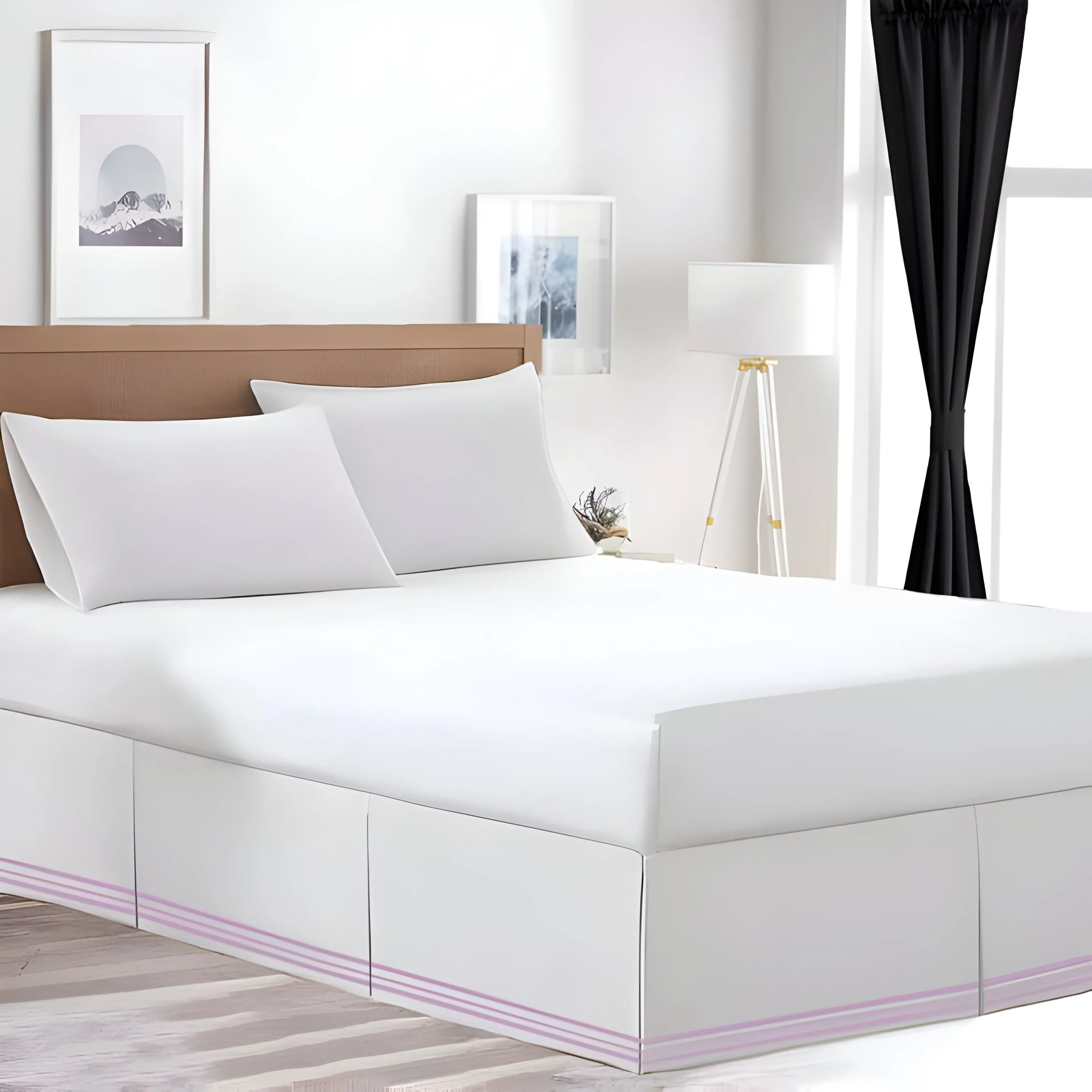 400TC Cotton Sateen Classic Embroidery Tailored Bed Skirt