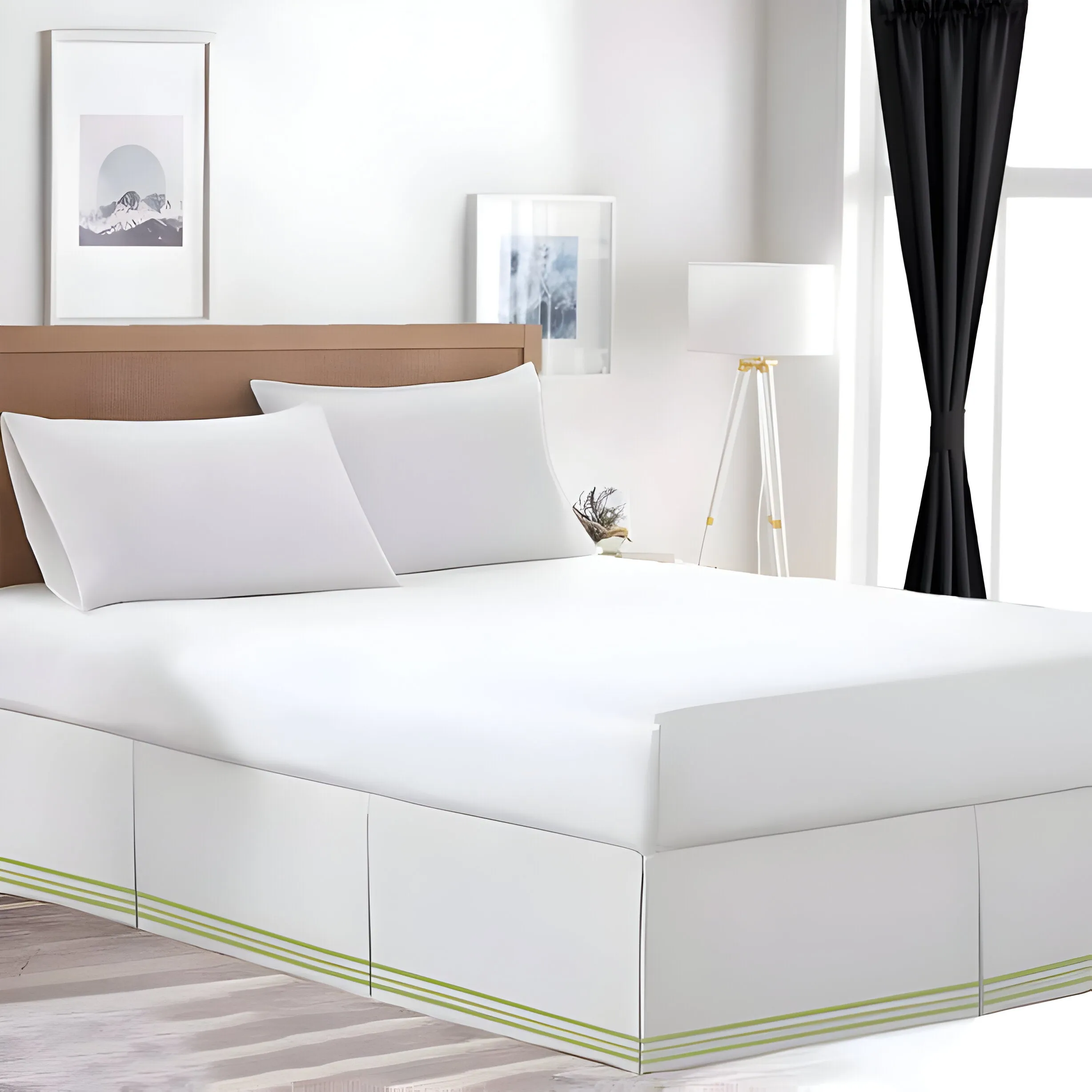 400TC Cotton Sateen Classic Embroidery Tailored Bed Skirt