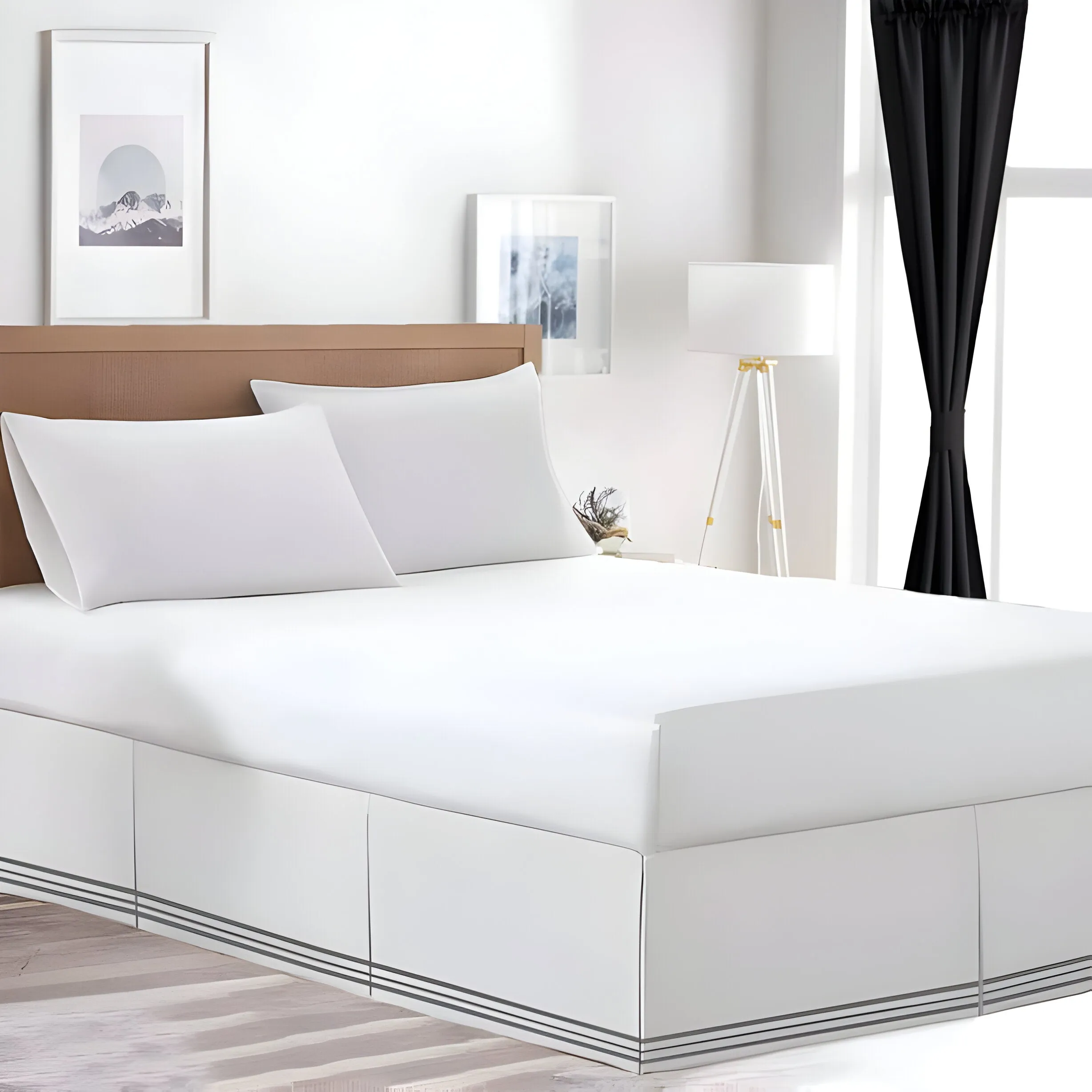 400TC Cotton Sateen Classic Embroidery Tailored Bed Skirt