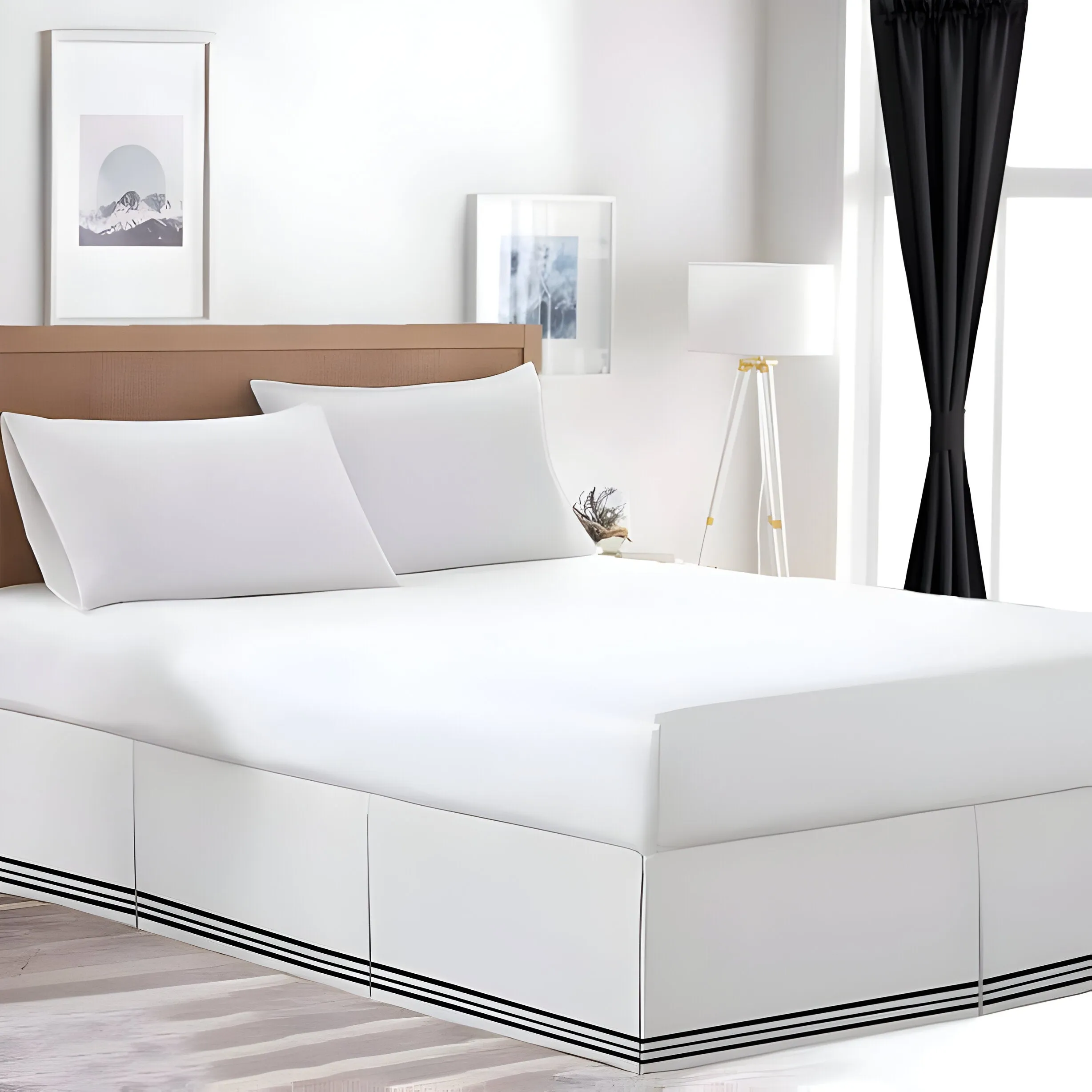 400TC Cotton Sateen Classic Embroidery Tailored Bed Skirt
