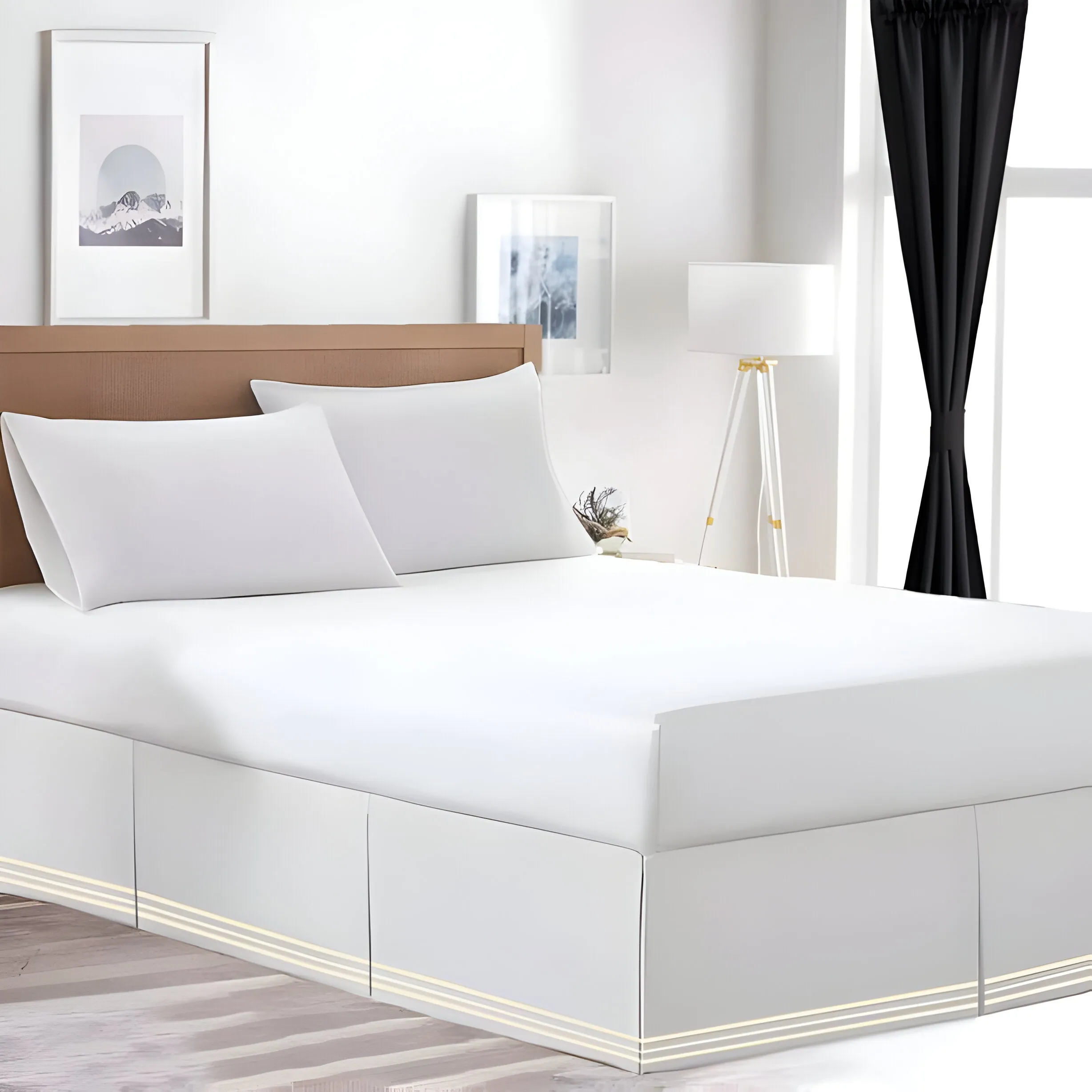 400TC Cotton Sateen Classic Embroidery Tailored Bed Skirt