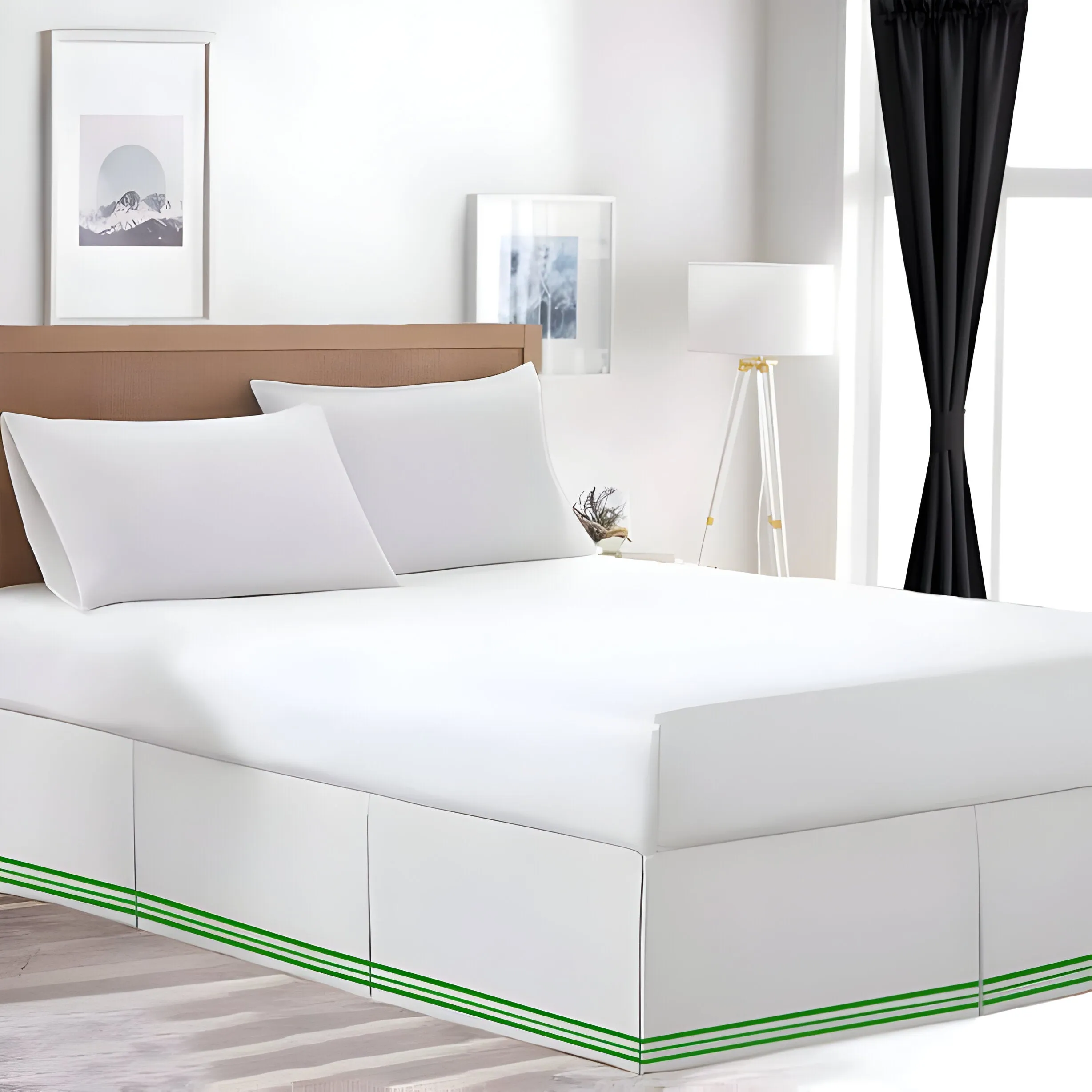 400TC Cotton Sateen Classic Embroidery Tailored Bed Skirt