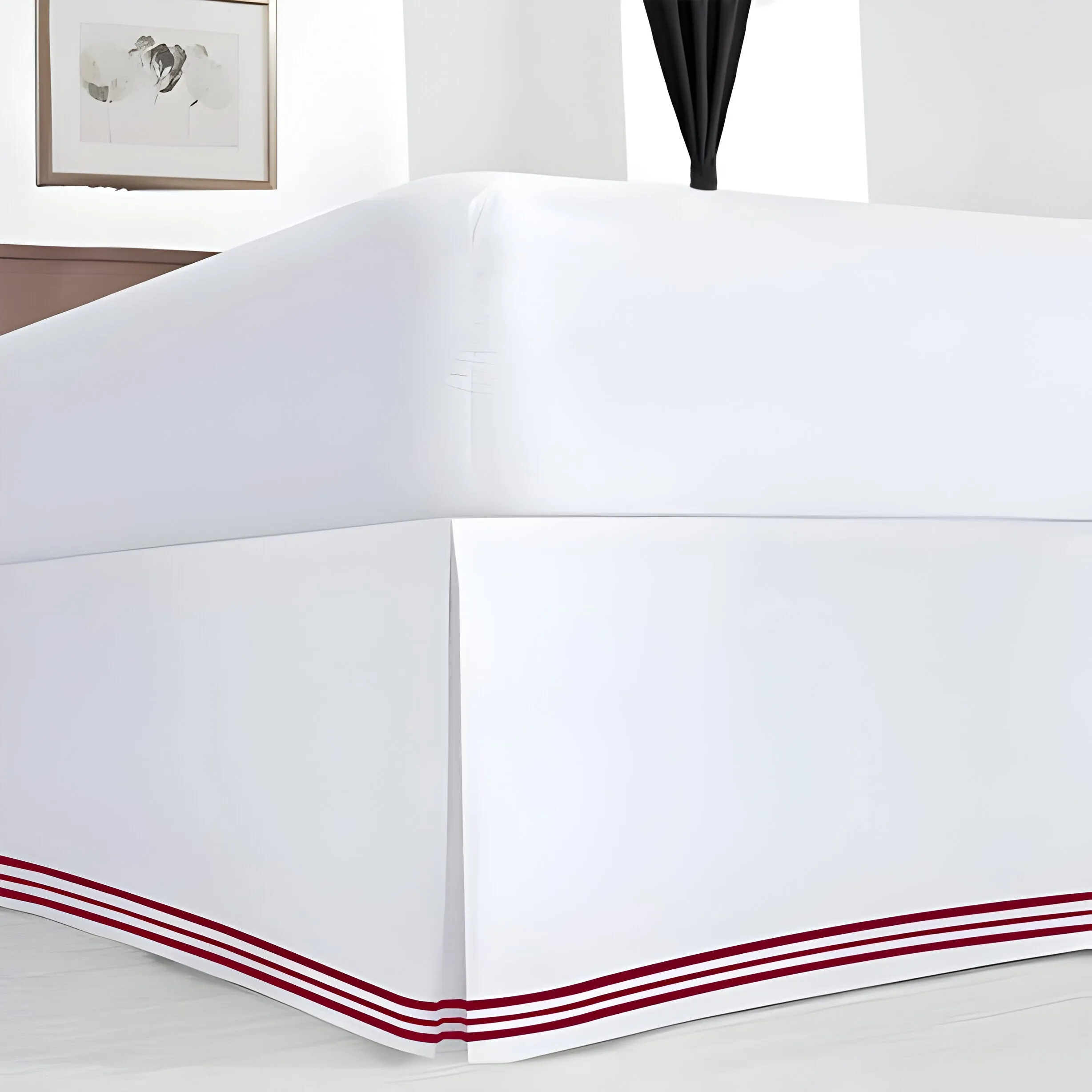 400TC Cotton Sateen Classic Embroidery Tailored Bed Skirt