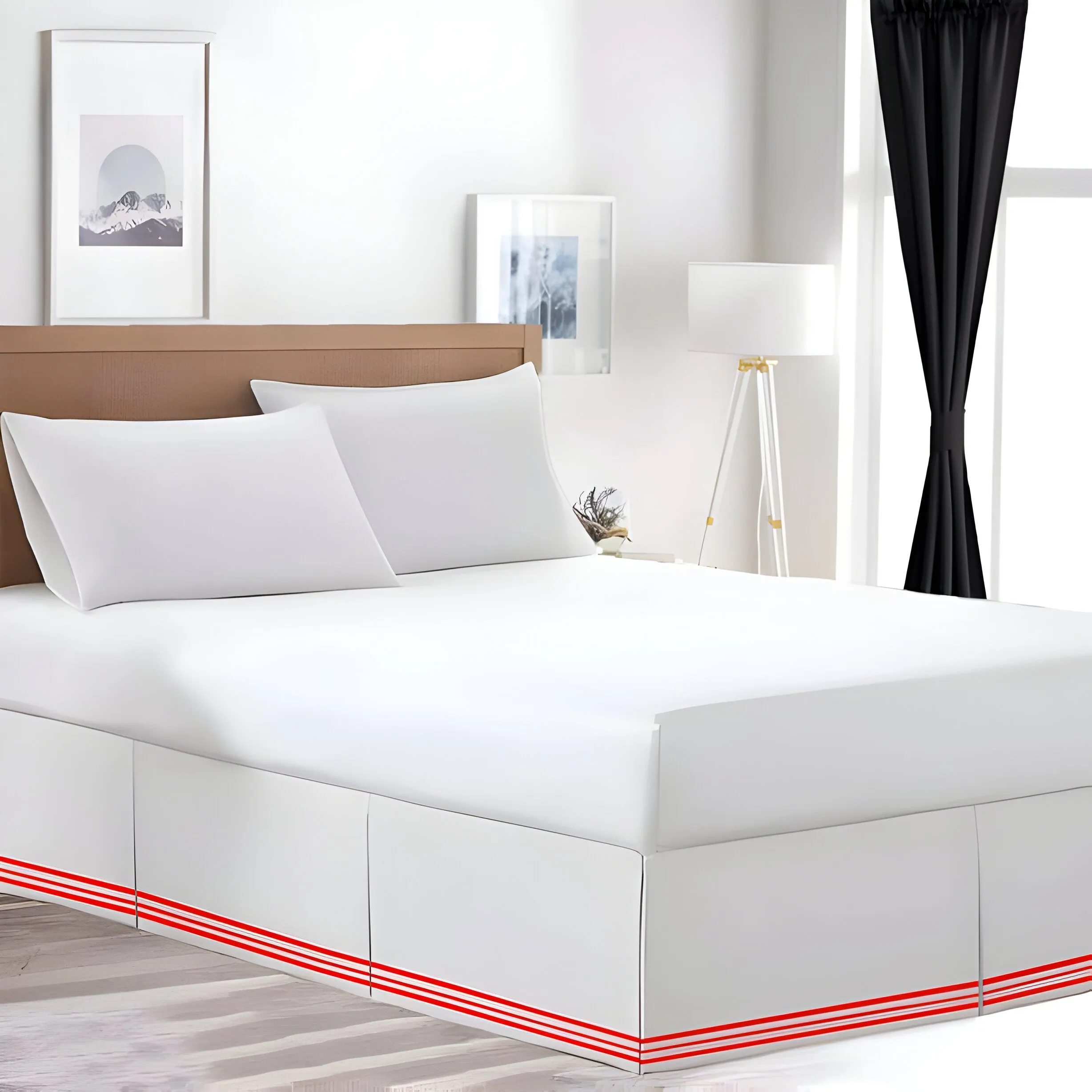 400TC Cotton Sateen Classic Embroidery Tailored Bed Skirt
