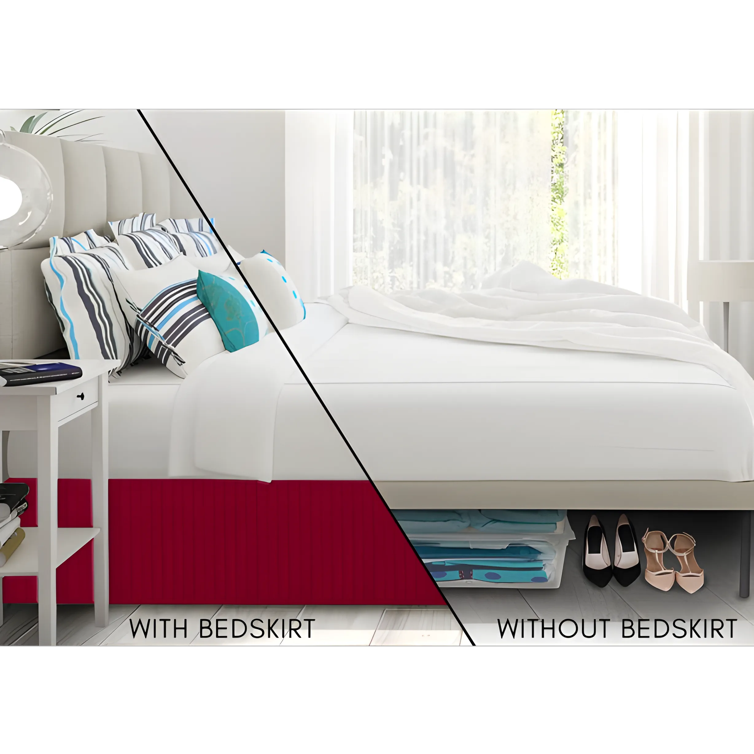 400TC Cotton Vertical Quilted Tailored Bed skirt