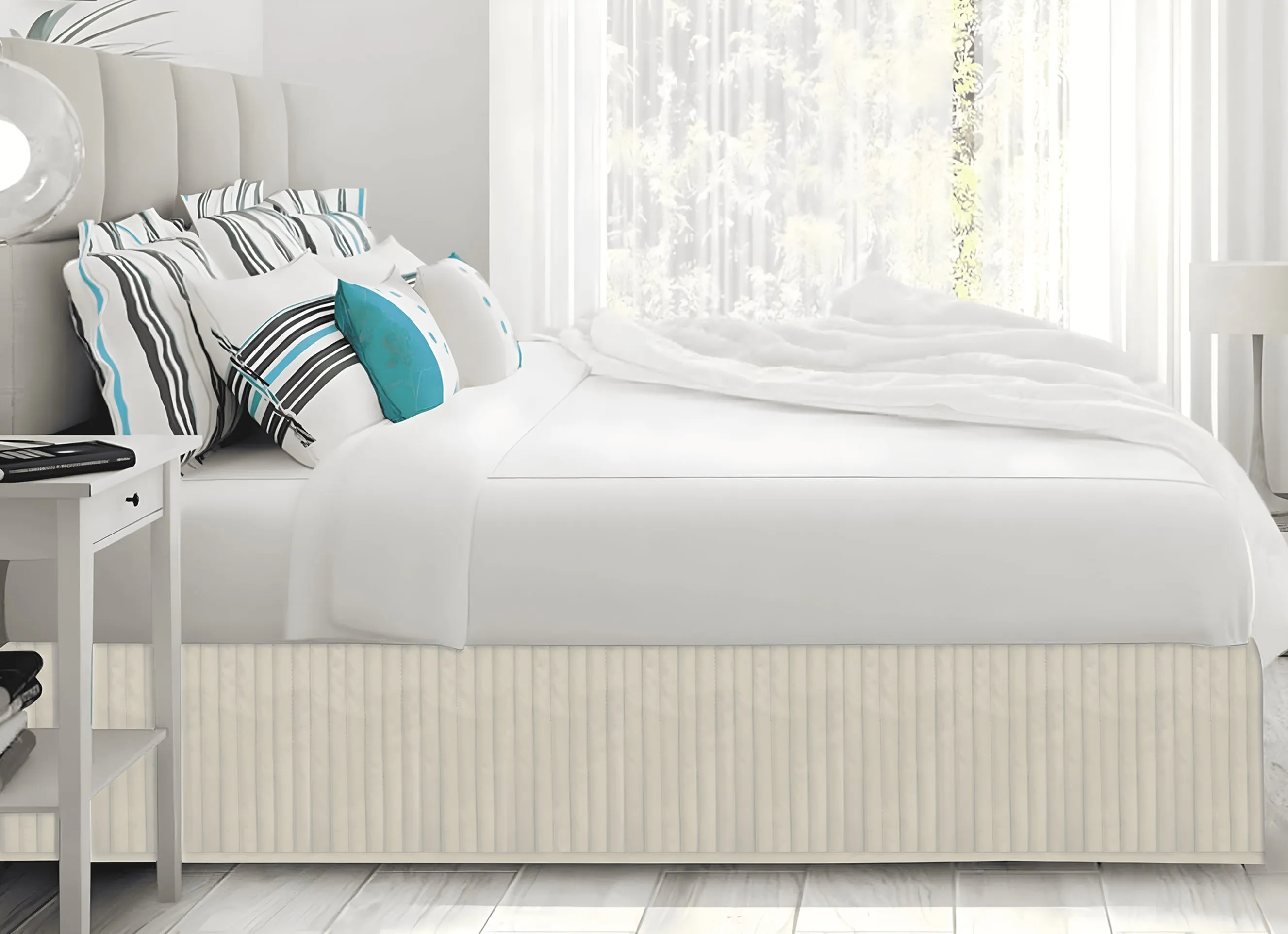 400TC Cotton Vertical Quilted Tailored Bed skirt