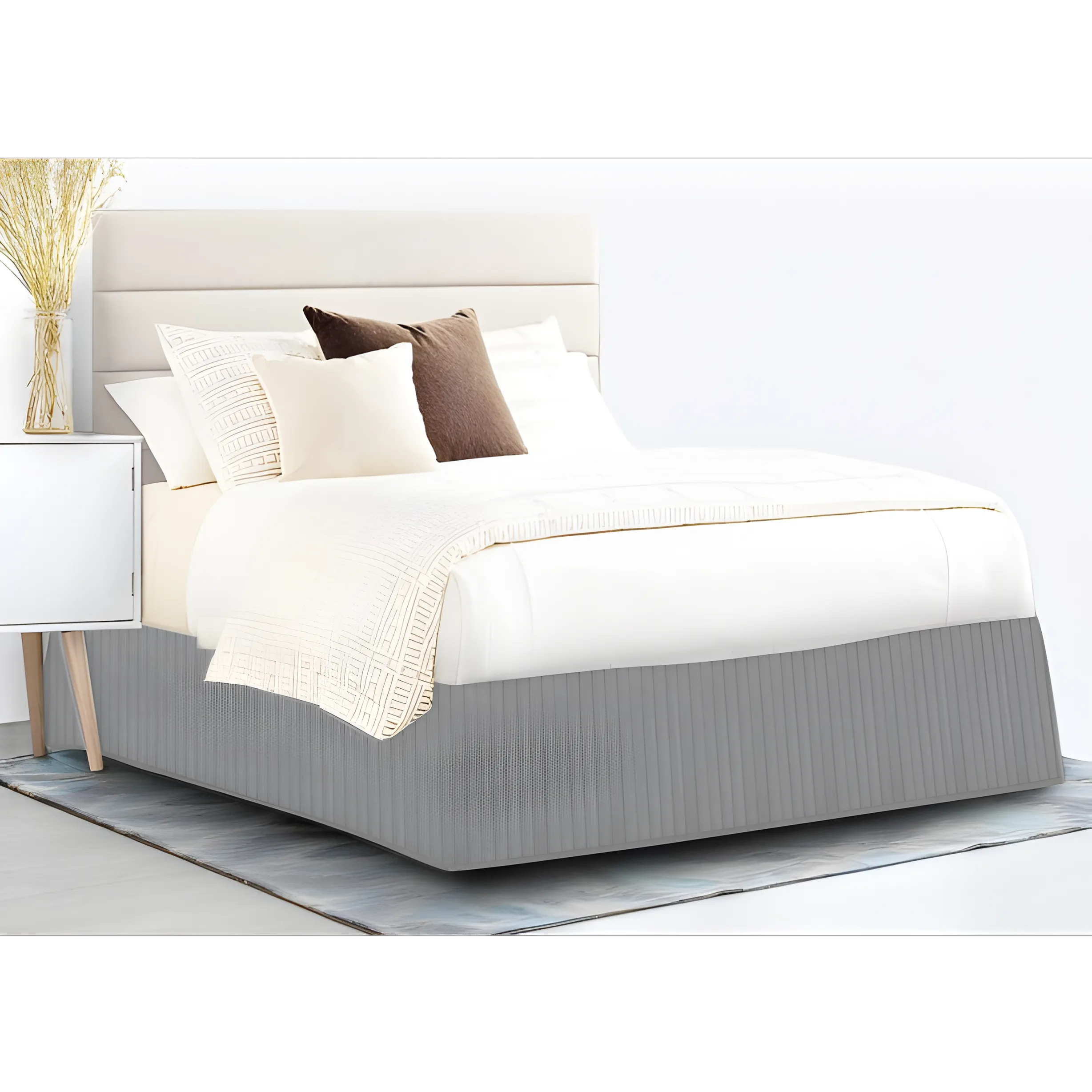 400TC Cotton Vertical Quilted Tailored Bed skirt