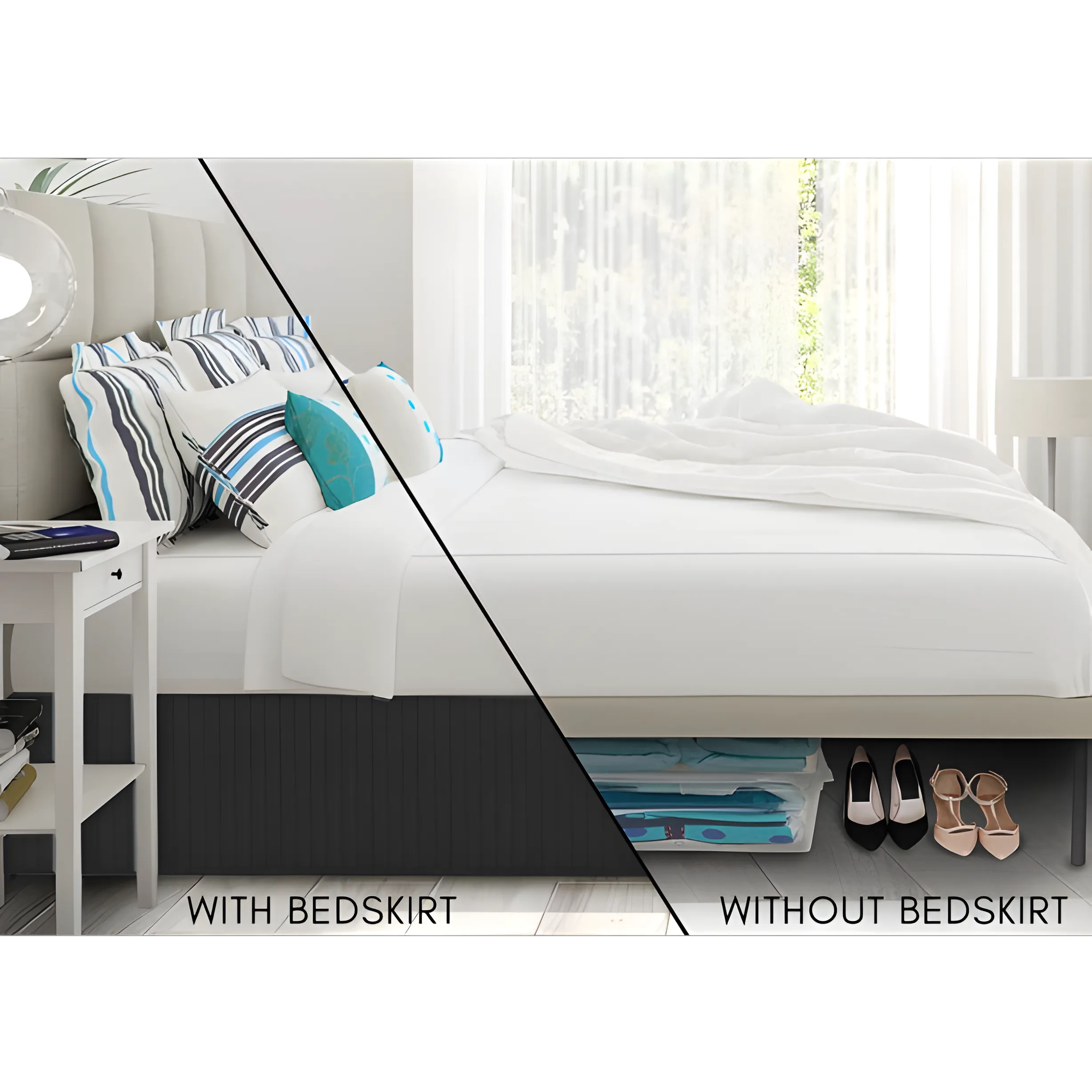 400TC Cotton Vertical Quilted Tailored Bed skirt