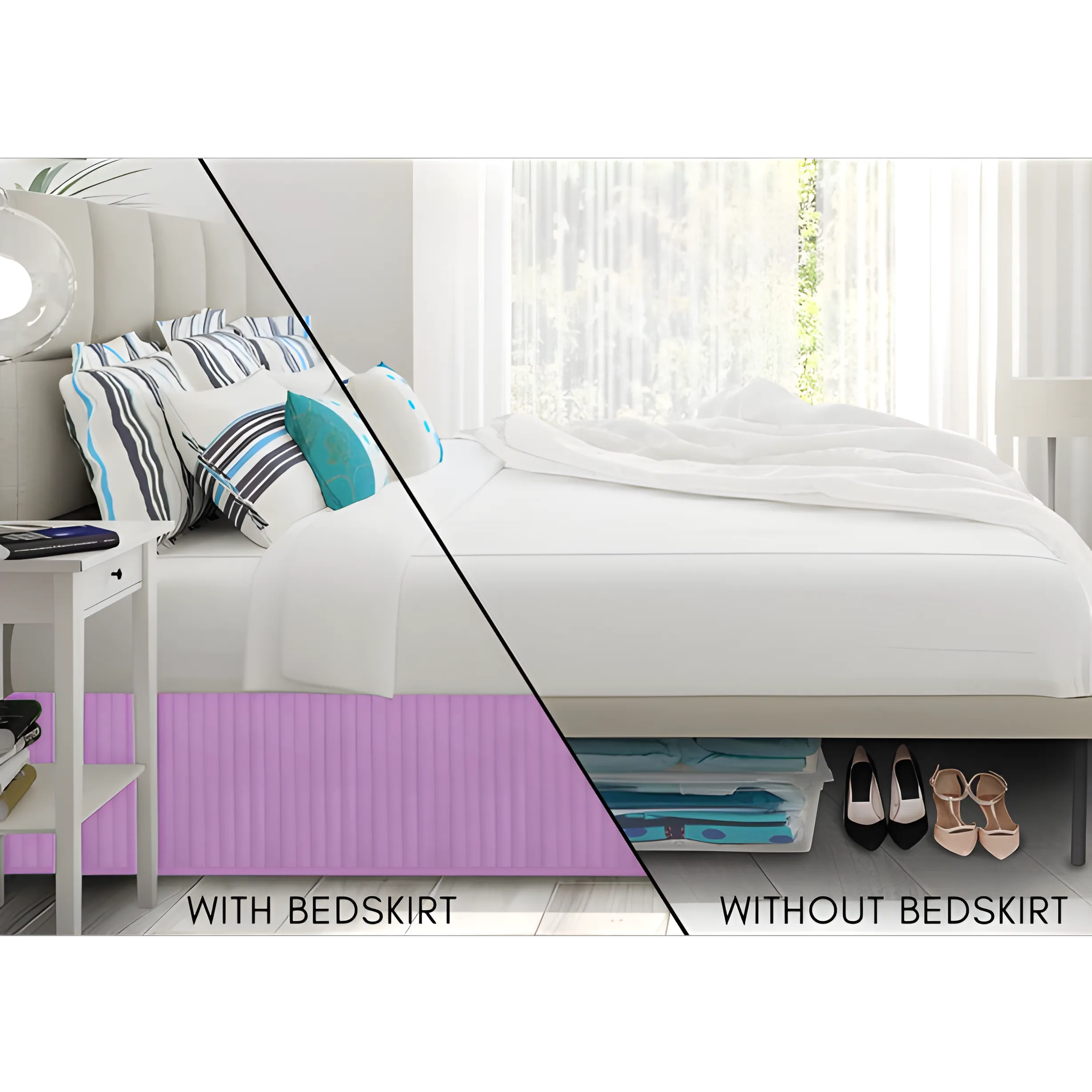 400TC Cotton Vertical Quilted Tailored Bed skirt