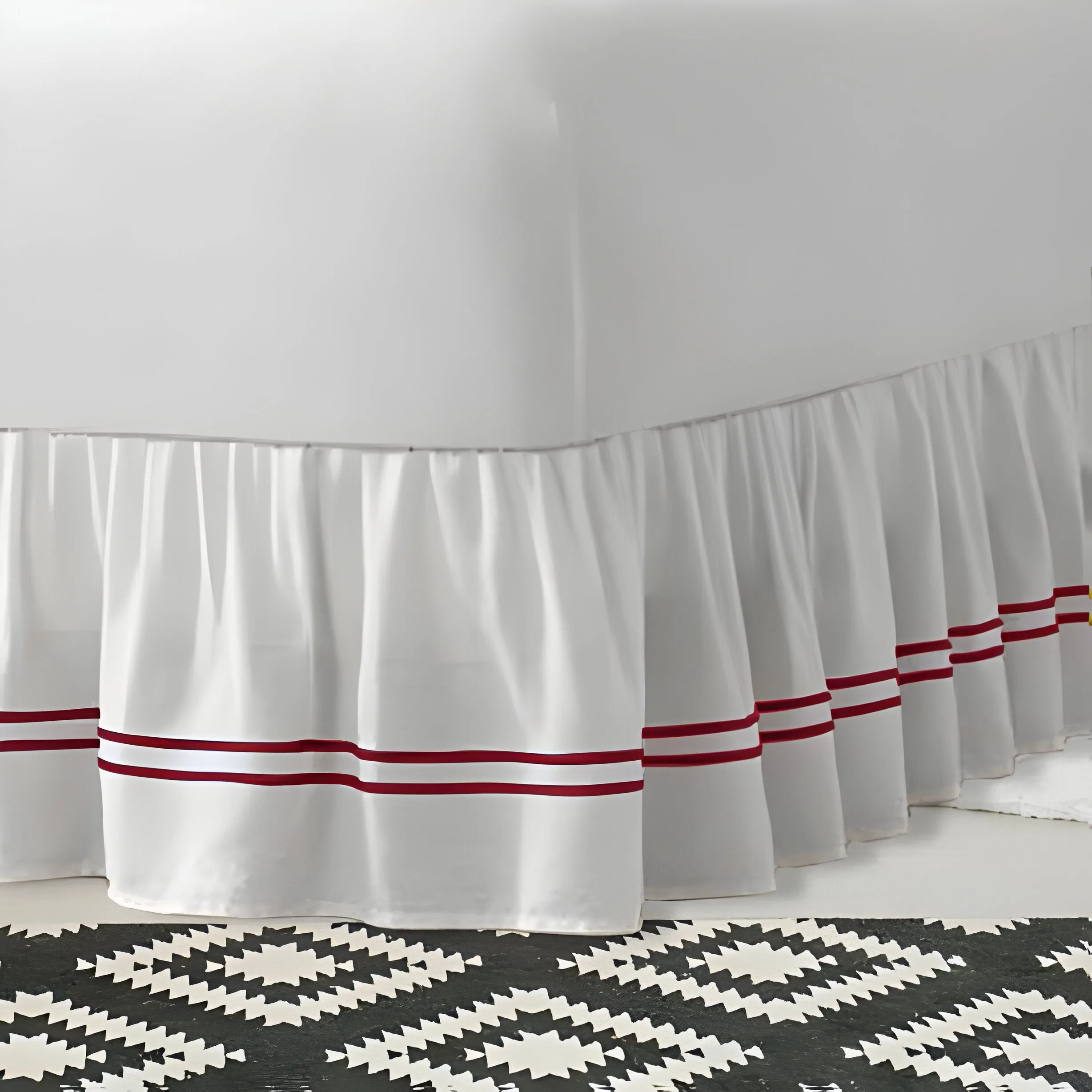 400TC Sateen Solid Cotton Double Embroidered Gathered Bed Skirt