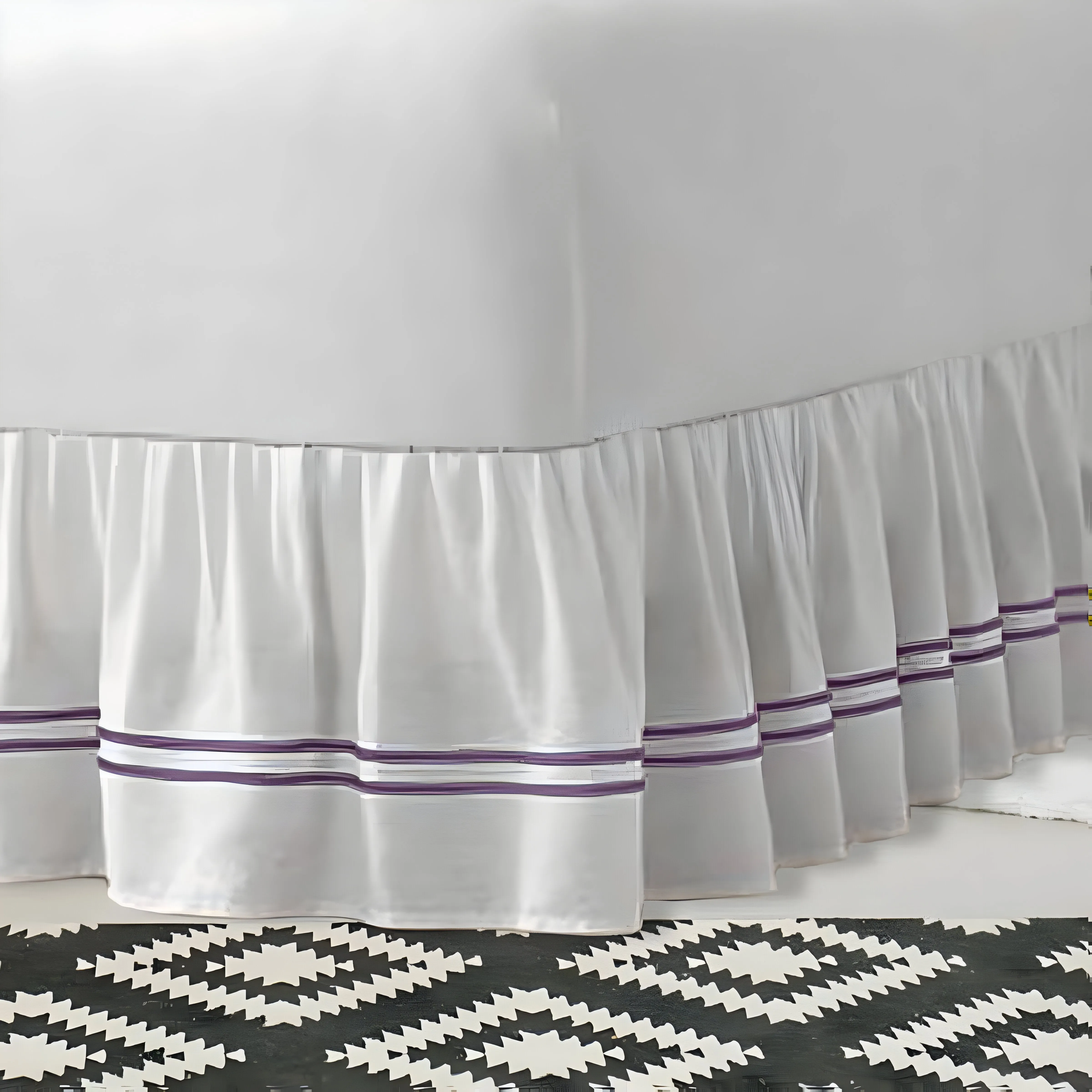 400TC Sateen Solid Cotton Double Embroidered Gathered Bed Skirt