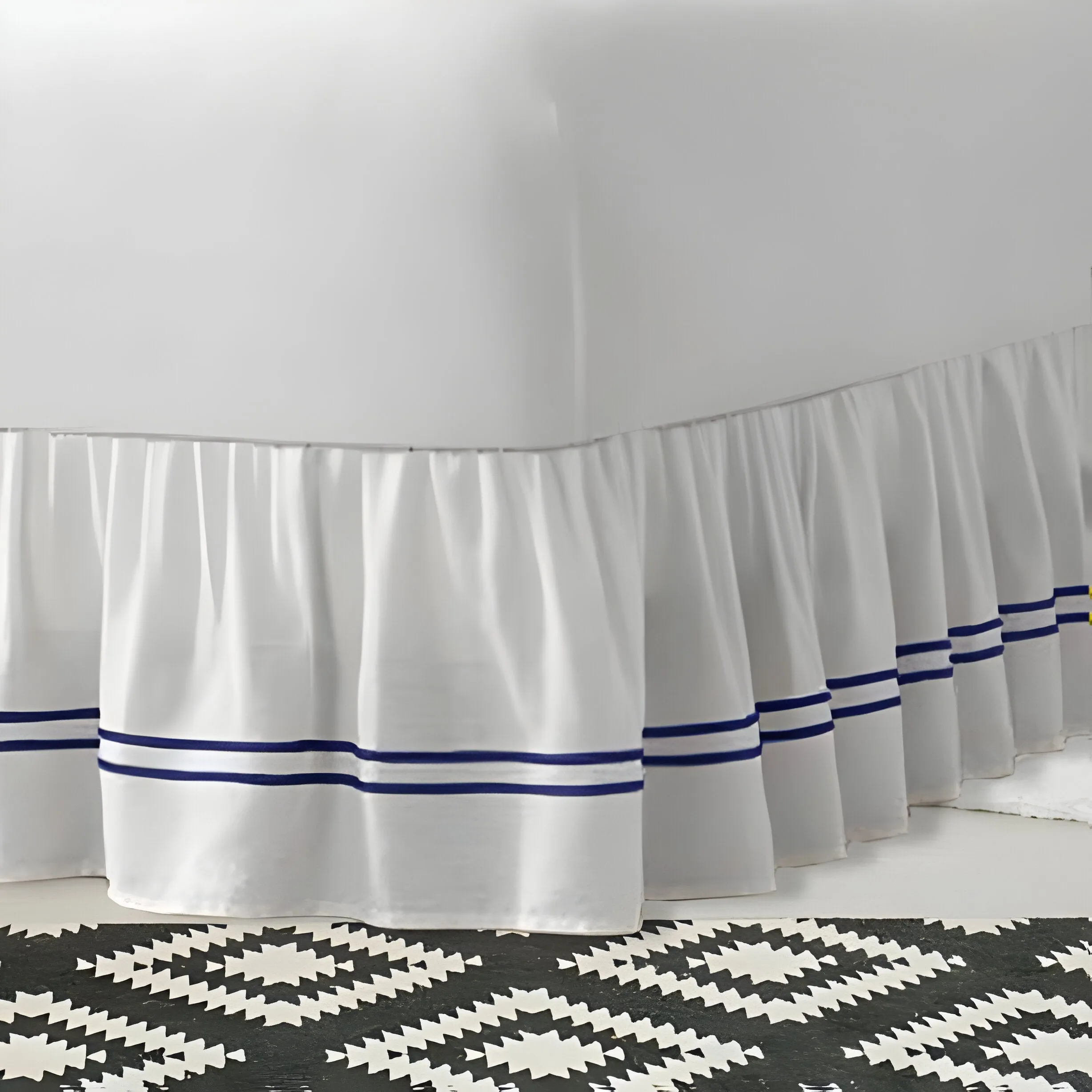 400TC Sateen Solid Cotton Double Embroidered Gathered Bed Skirt