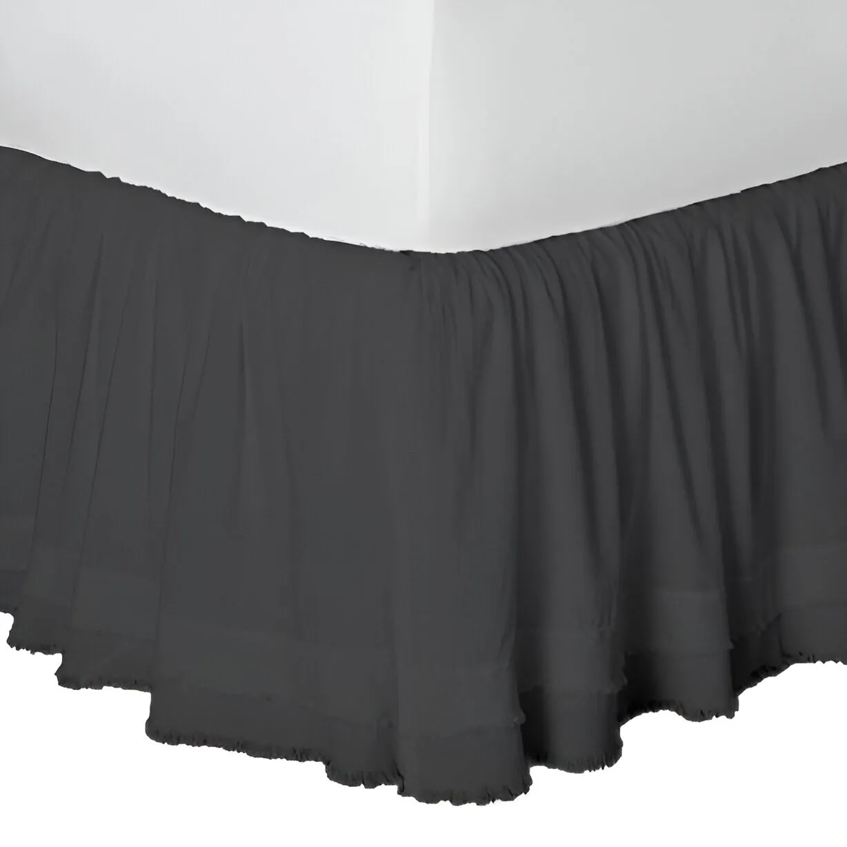 400TC Sateen Solid Cotton Fringe Ruffle Bed Skirt