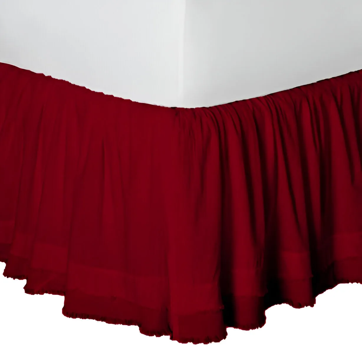 400TC Sateen Solid Cotton Fringe Ruffle Bed Skirt