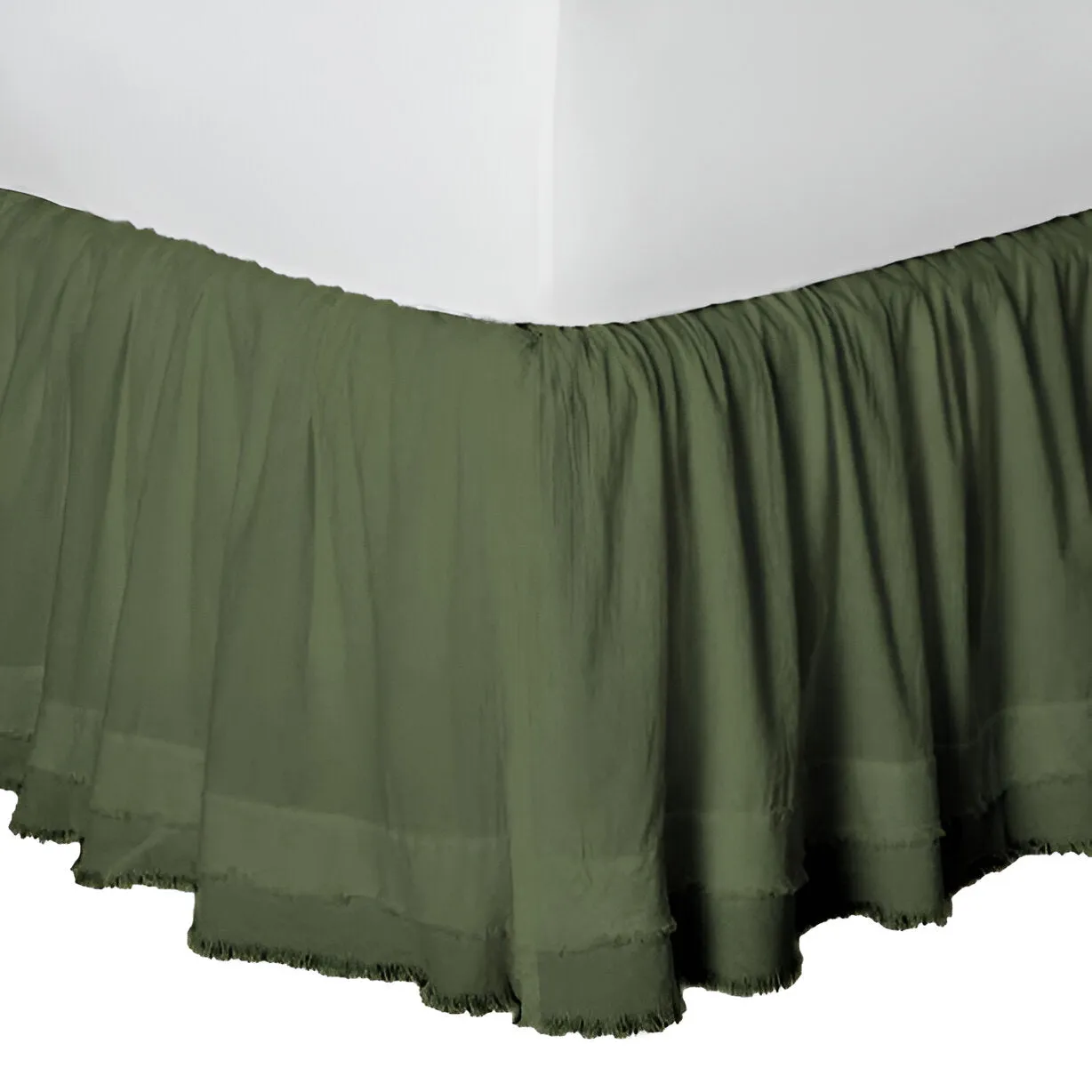 400TC Sateen Solid Cotton Fringe Ruffle Bed Skirt