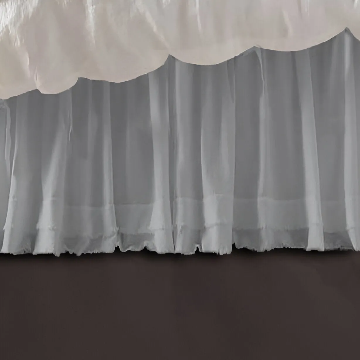400TC Sateen Solid Cotton Fringe Ruffle Bed Skirt
