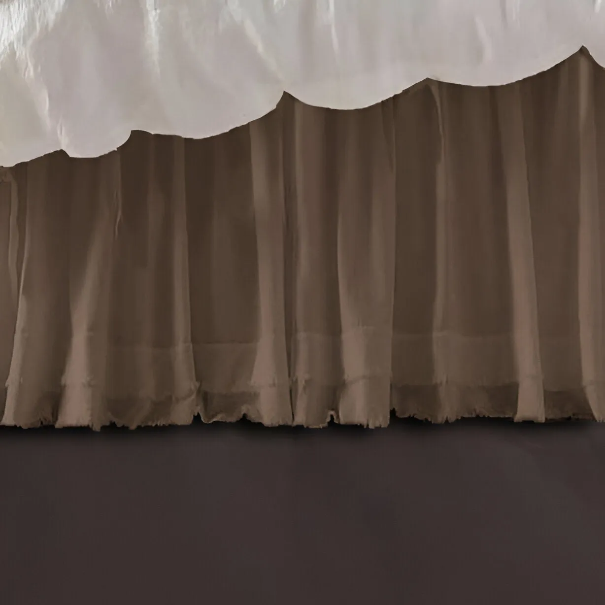 400TC Sateen Solid Cotton Fringe Ruffle Bed Skirt