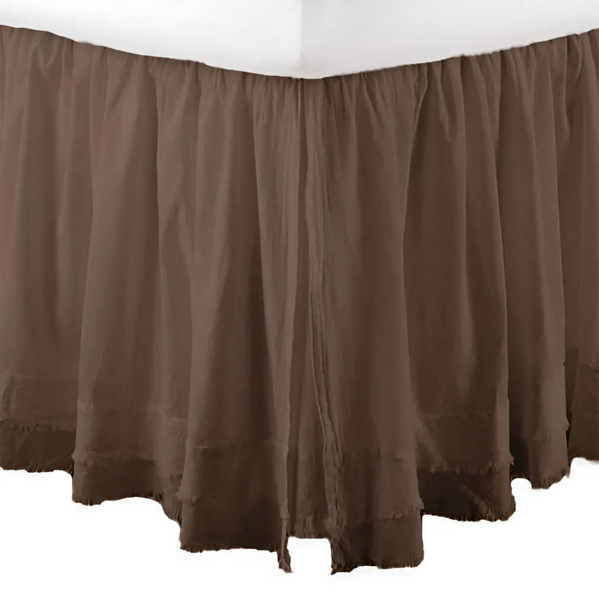 400TC Sateen Solid Cotton Fringe Ruffle Bed Skirt