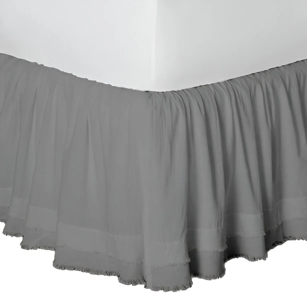400TC Sateen Solid Cotton Fringe Ruffle Bed Skirt