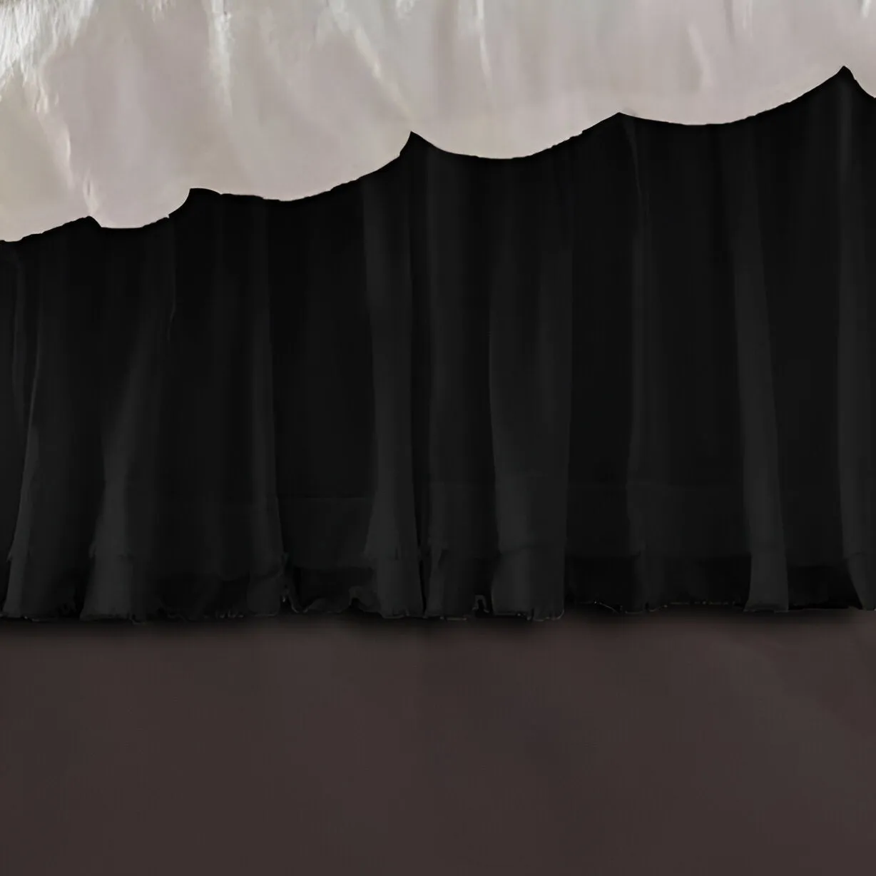 400TC Sateen Solid Cotton Fringe Ruffle Bed Skirt